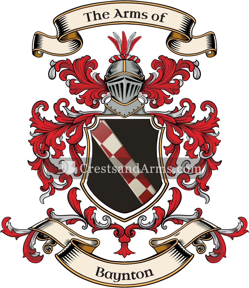 The Baynton coat of arms, drawn from the recorded blazon