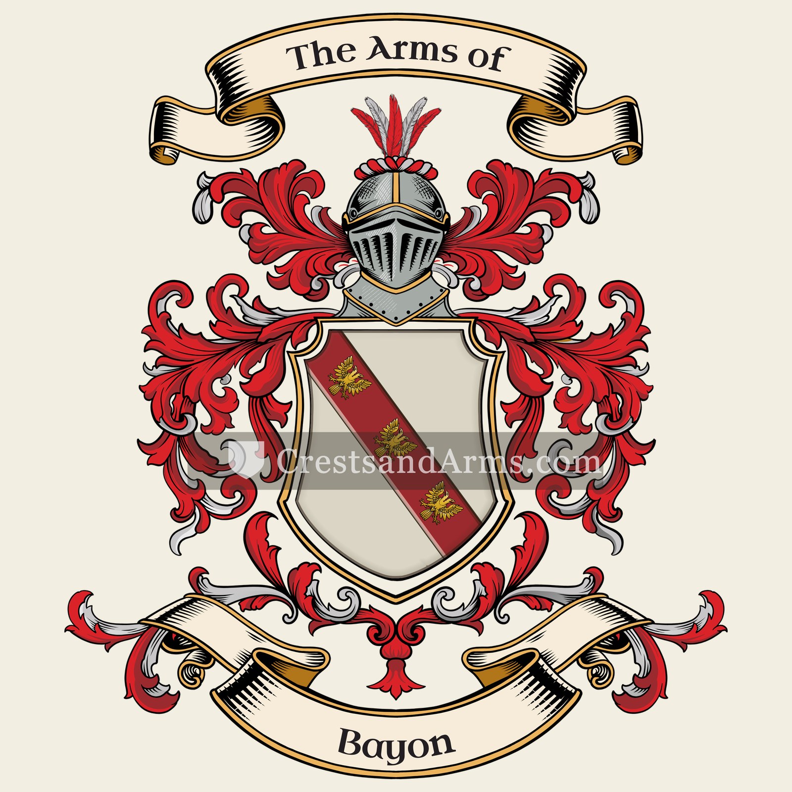 The Bayon coat of arms, drawn from the recorded blazon