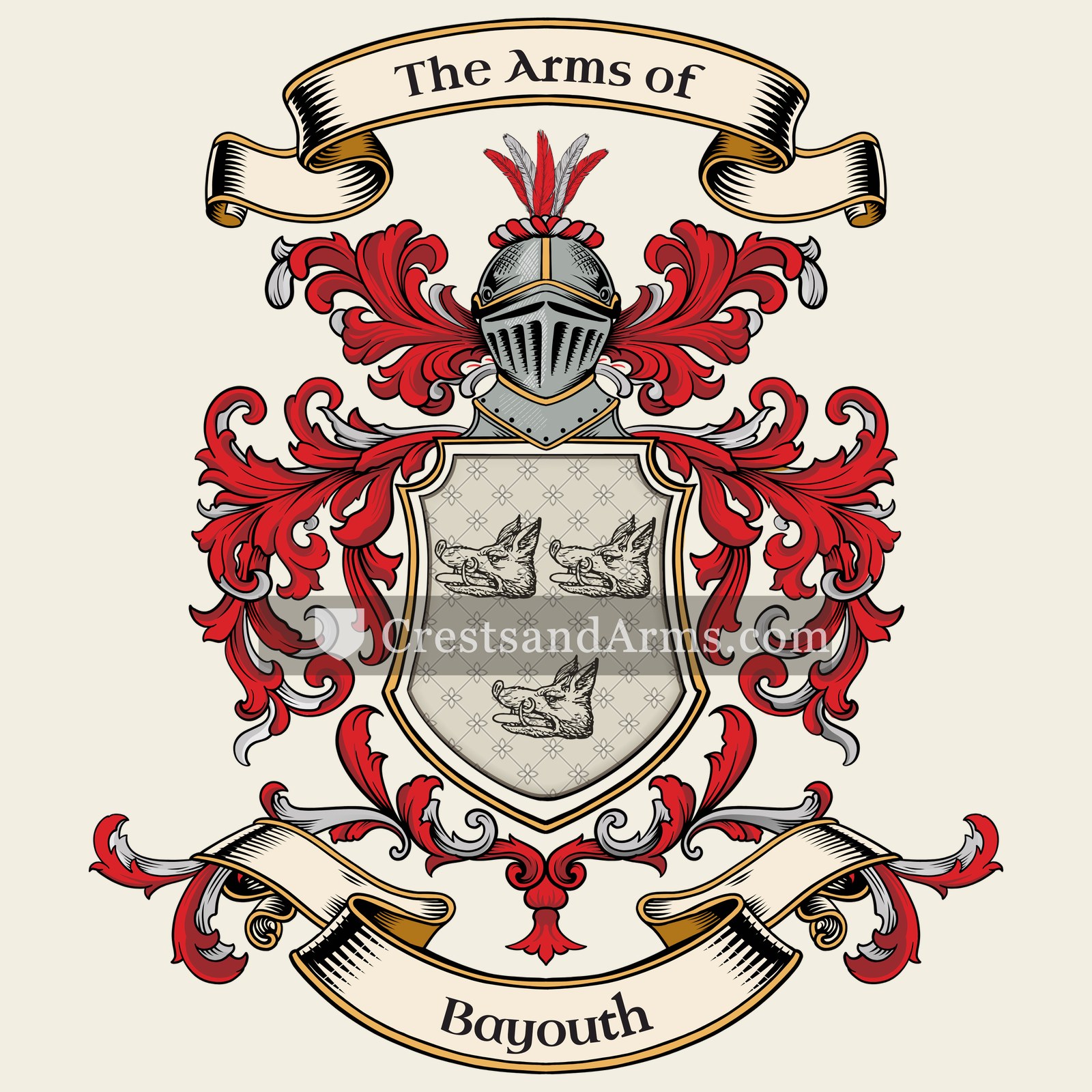 The Bayouth coat of arms, drawn from the recorded blazon