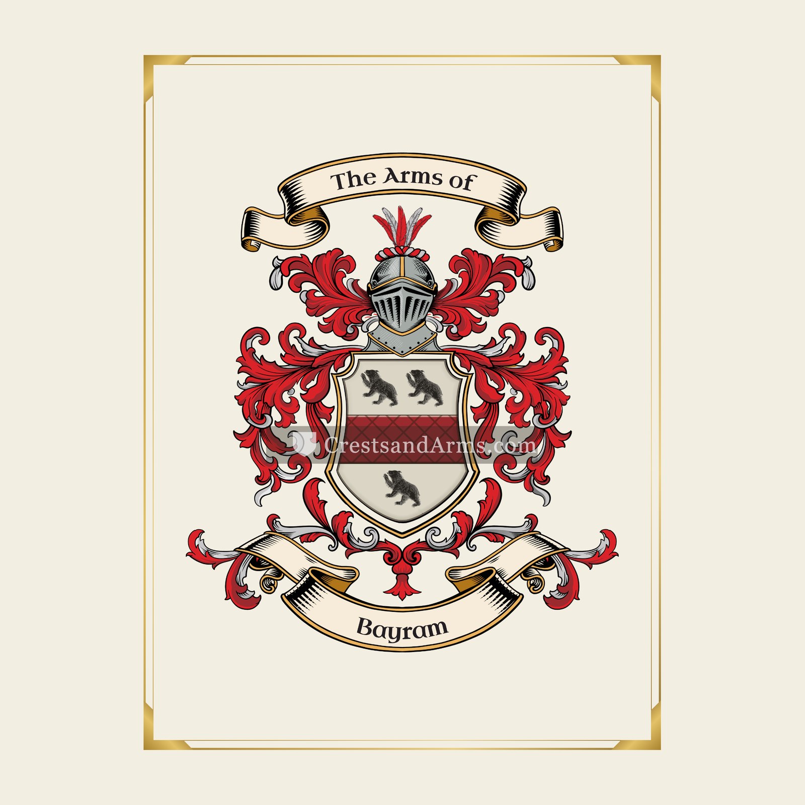 With gold border