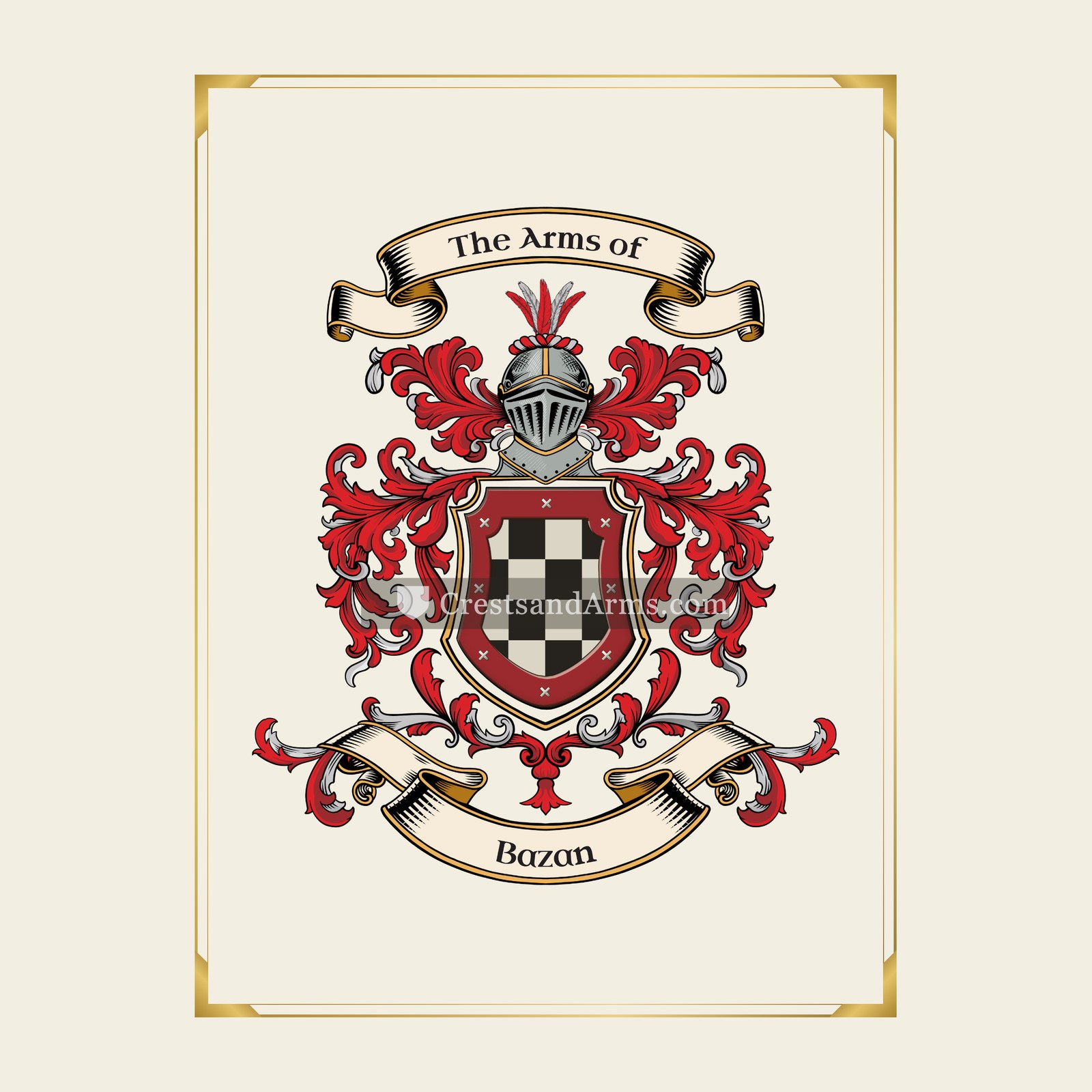 With gold border