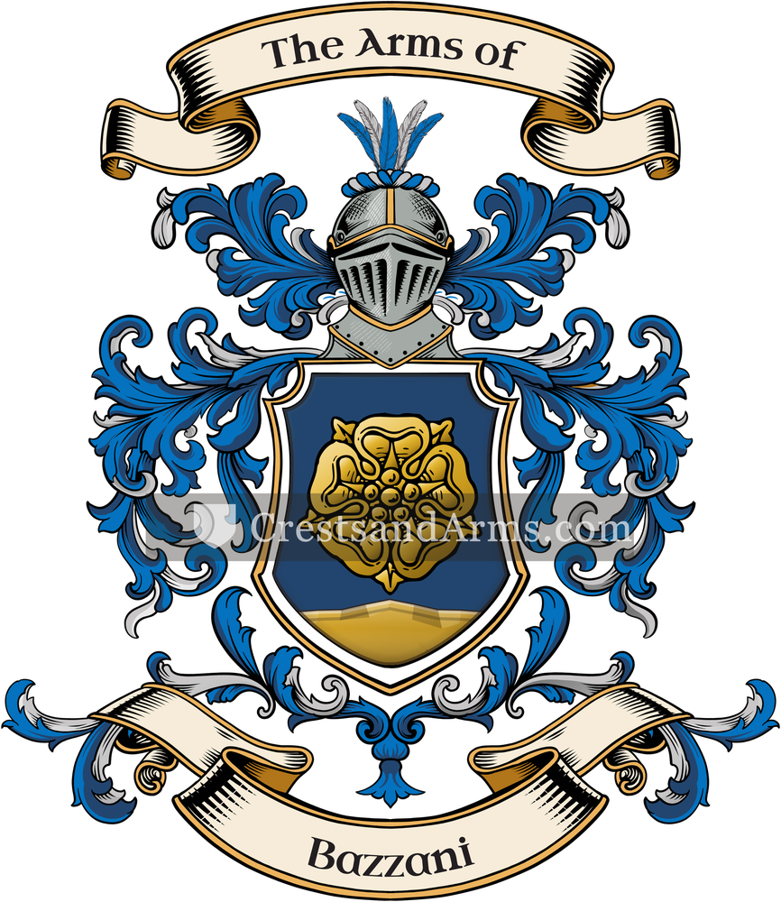 The Bazzani coat of arms, drawn from the recorded blazon