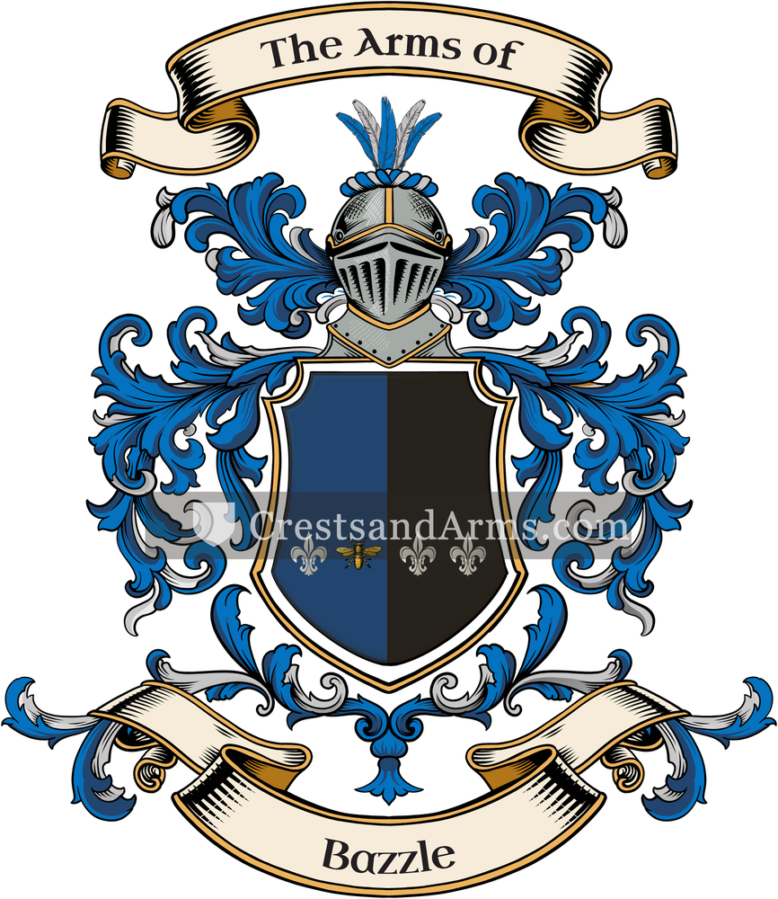 The Bazzle coat of arms, drawn from the recorded blazon
