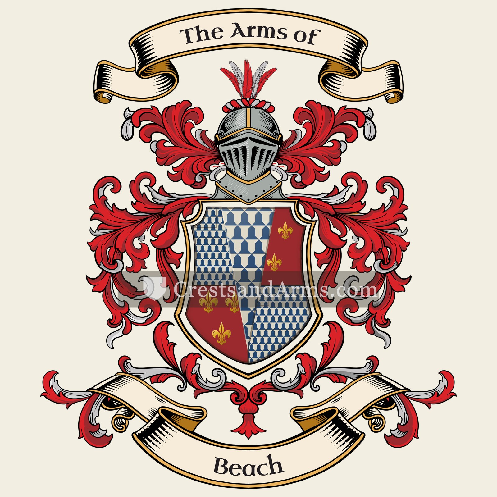 The Beach coat of arms, drawn from the recorded blazon