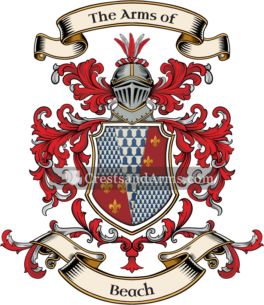 The Beach coat of arms, drawn from the recorded blazon