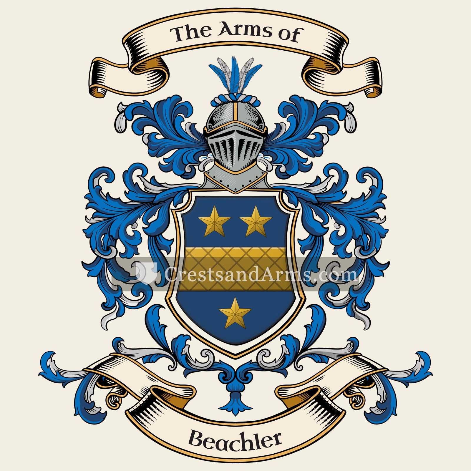 The Beachler coat of arms, drawn from the recorded blazon