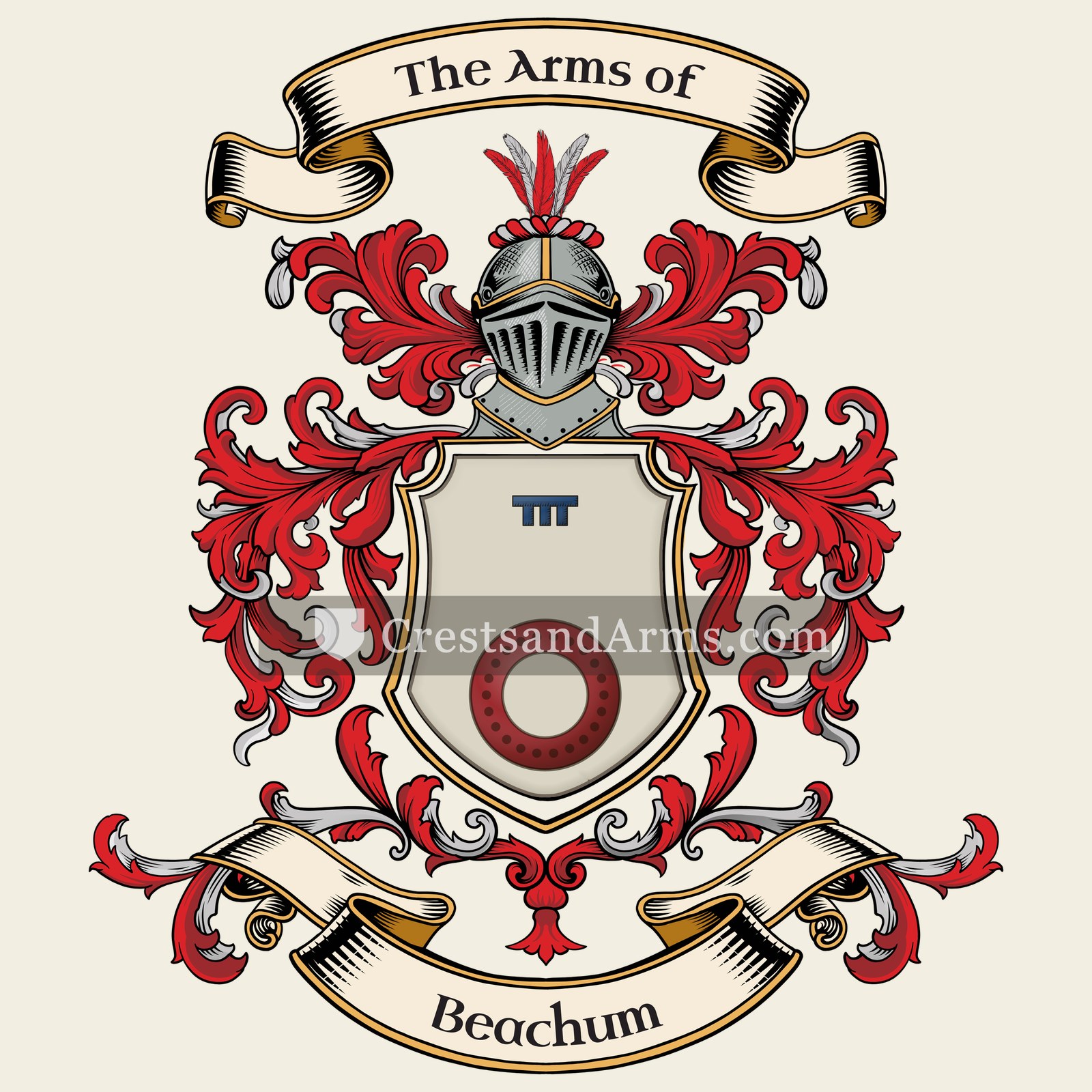 The Beachum coat of arms, drawn from the recorded blazon