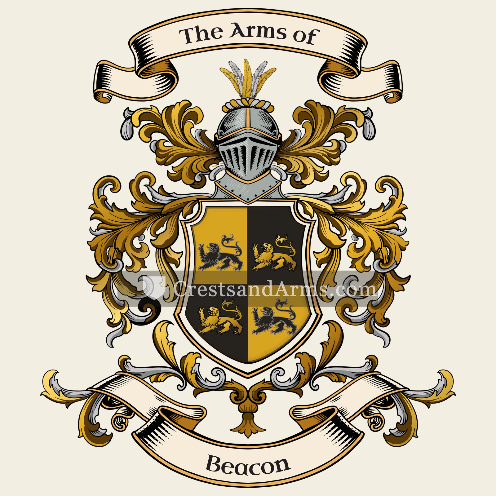 The Beacon coat of arms, drawn from the recorded blazon