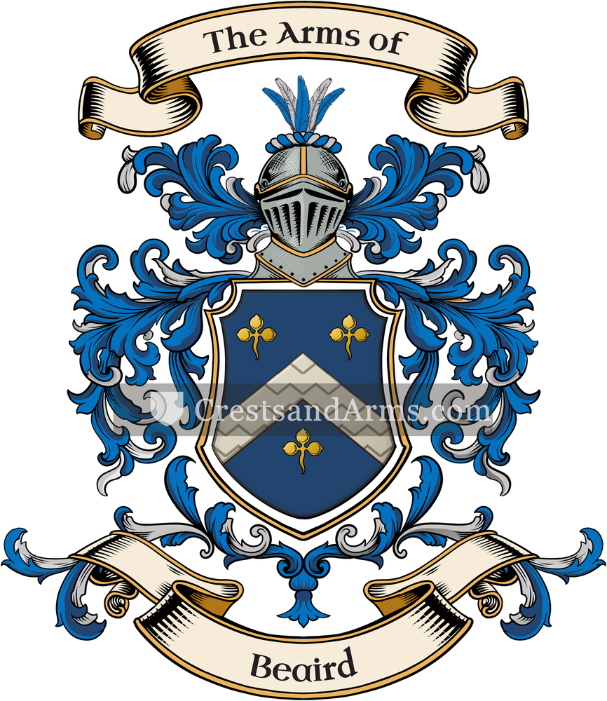 The Beaird coat of arms, drawn from the recorded blazon