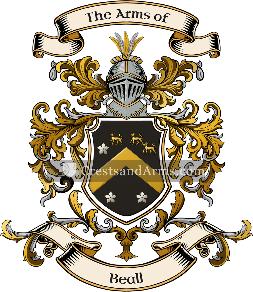 The Beall coat of arms, drawn from the recorded blazon