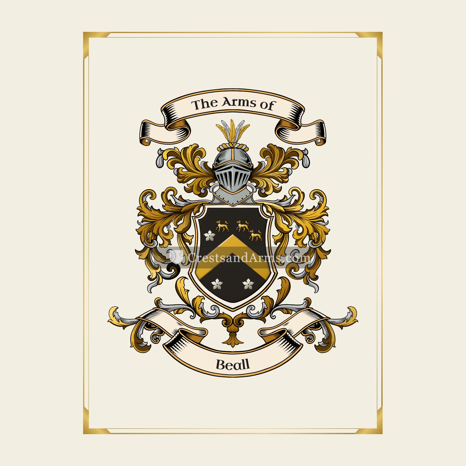 With gold border