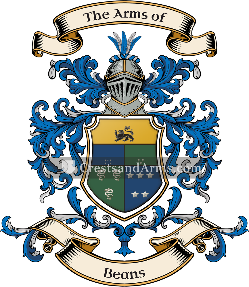 The Beans coat of arms, drawn from the recorded blazon