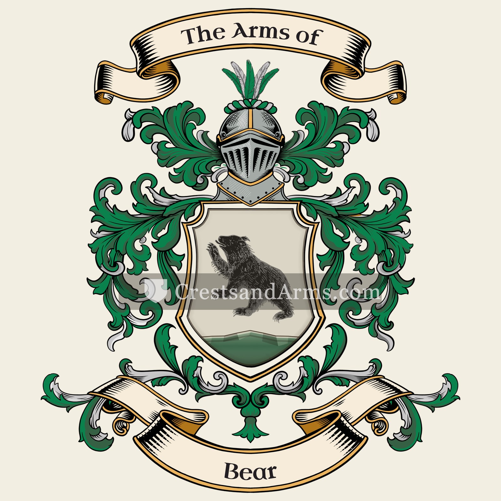 The Bear coat of arms, drawn from the recorded blazon