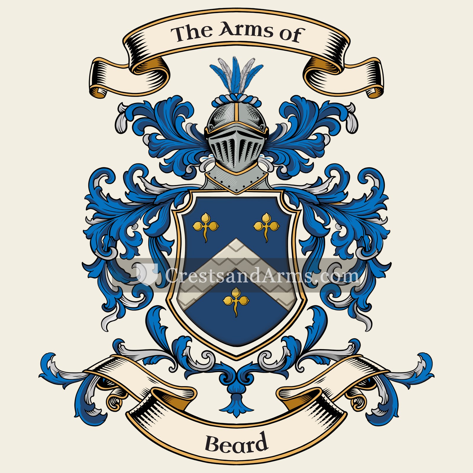 The Beard coat of arms, drawn from the recorded blazon