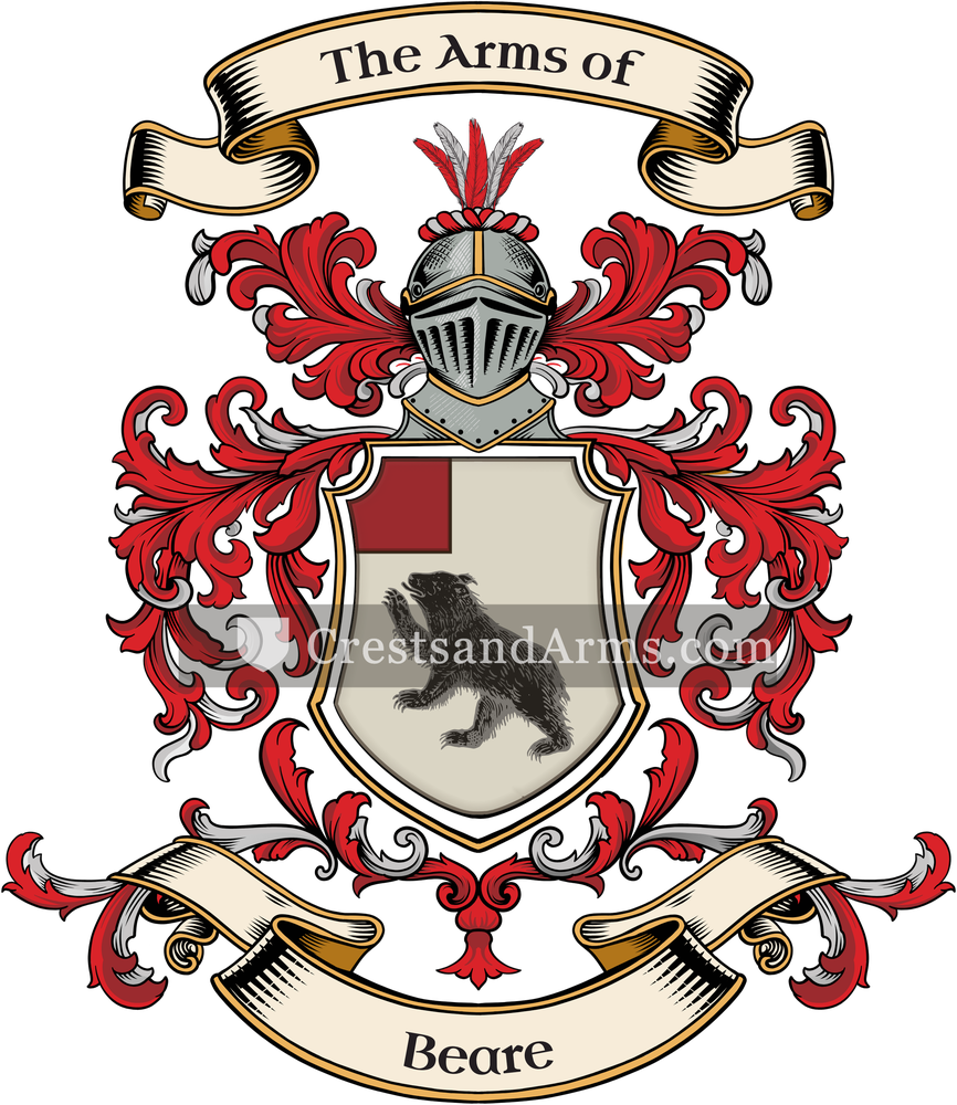 The Beare coat of arms, drawn from the recorded blazon