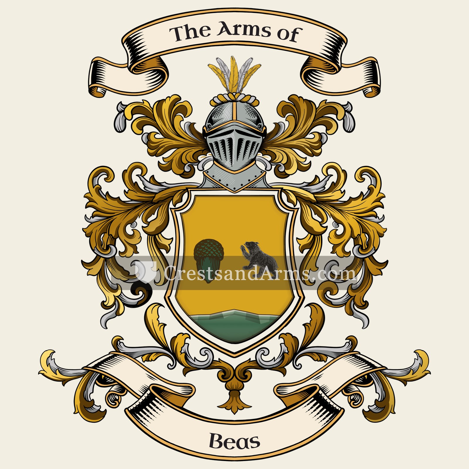 The Beas coat of arms, drawn from the recorded blazon