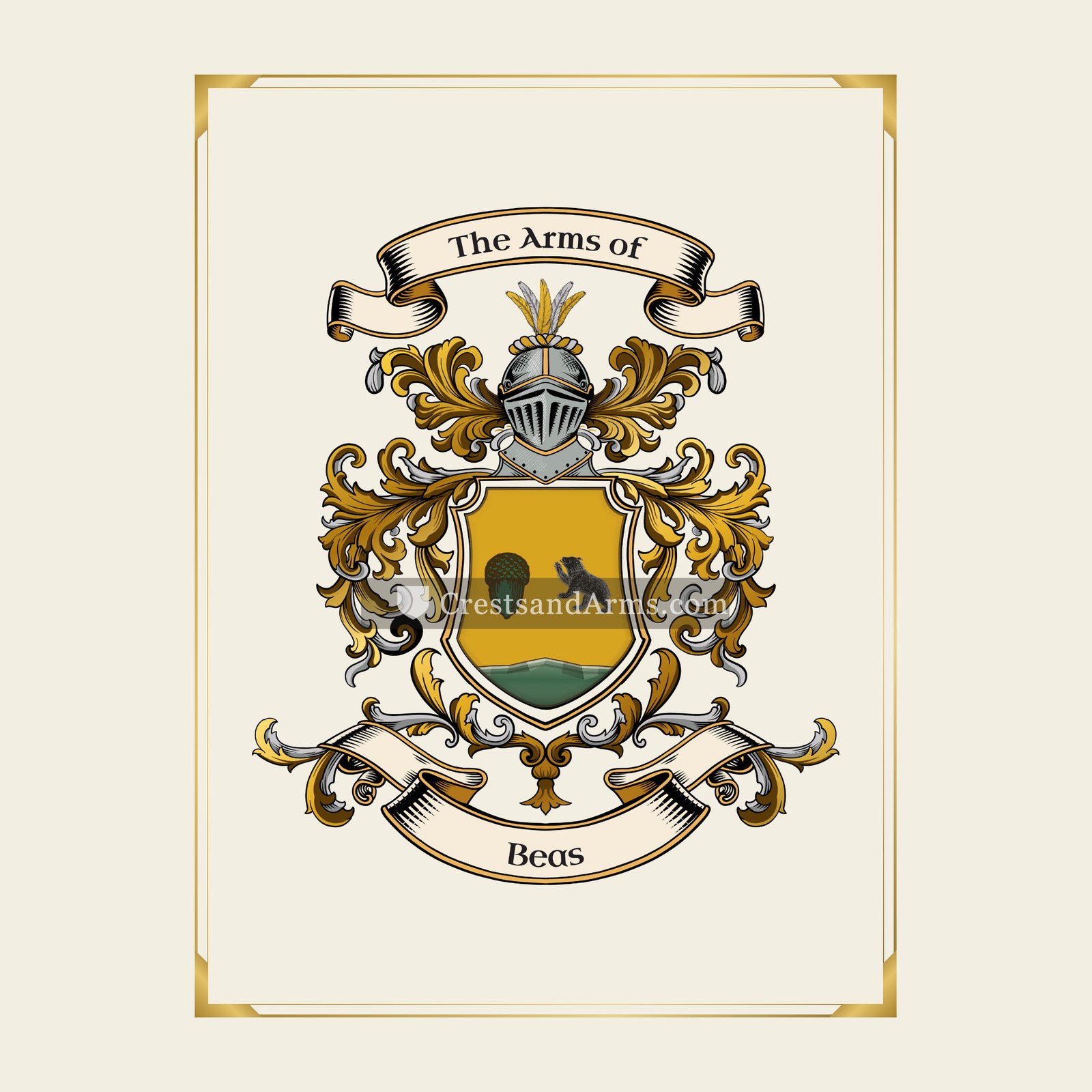 With gold border