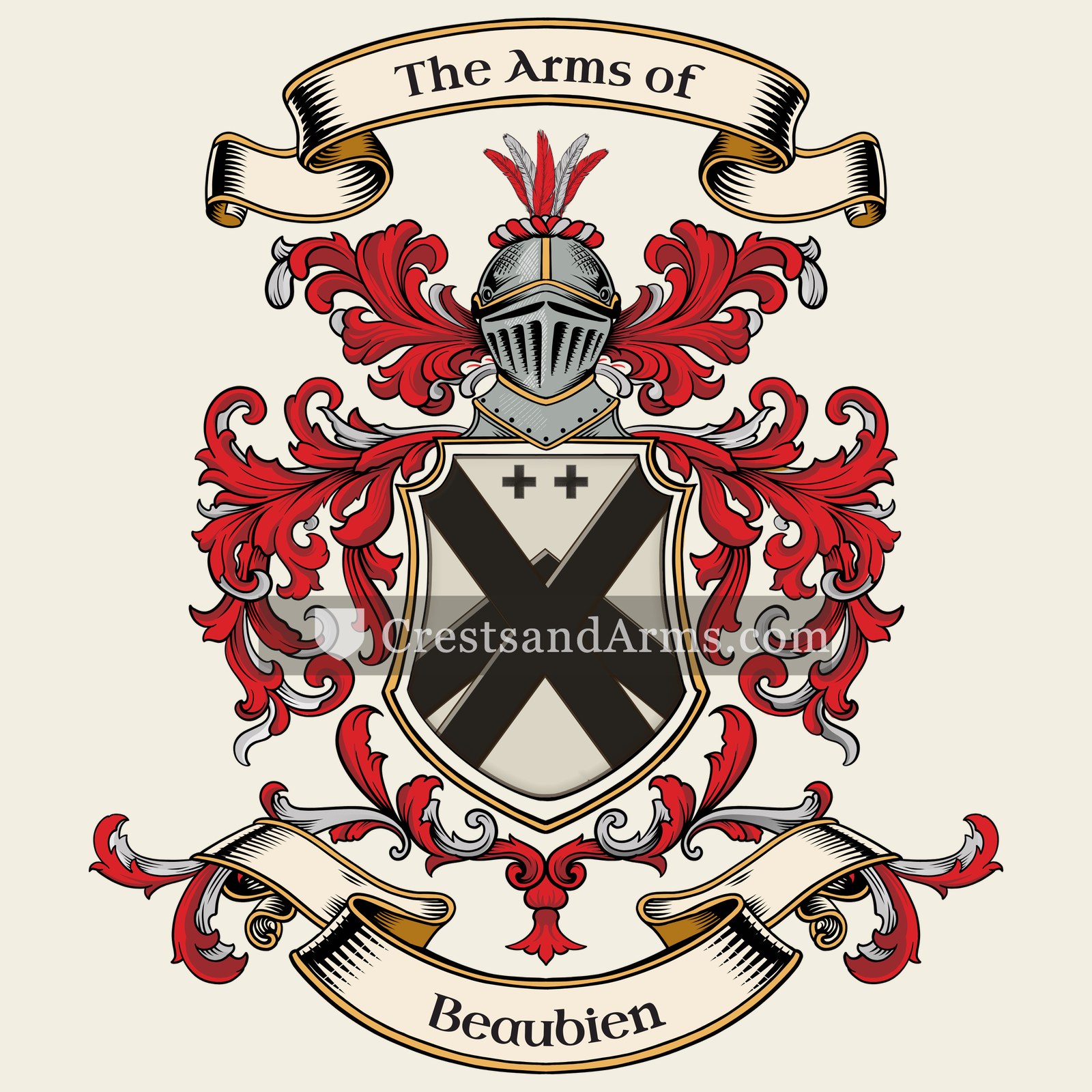 The Beaubien coat of arms, drawn from the recorded blazon