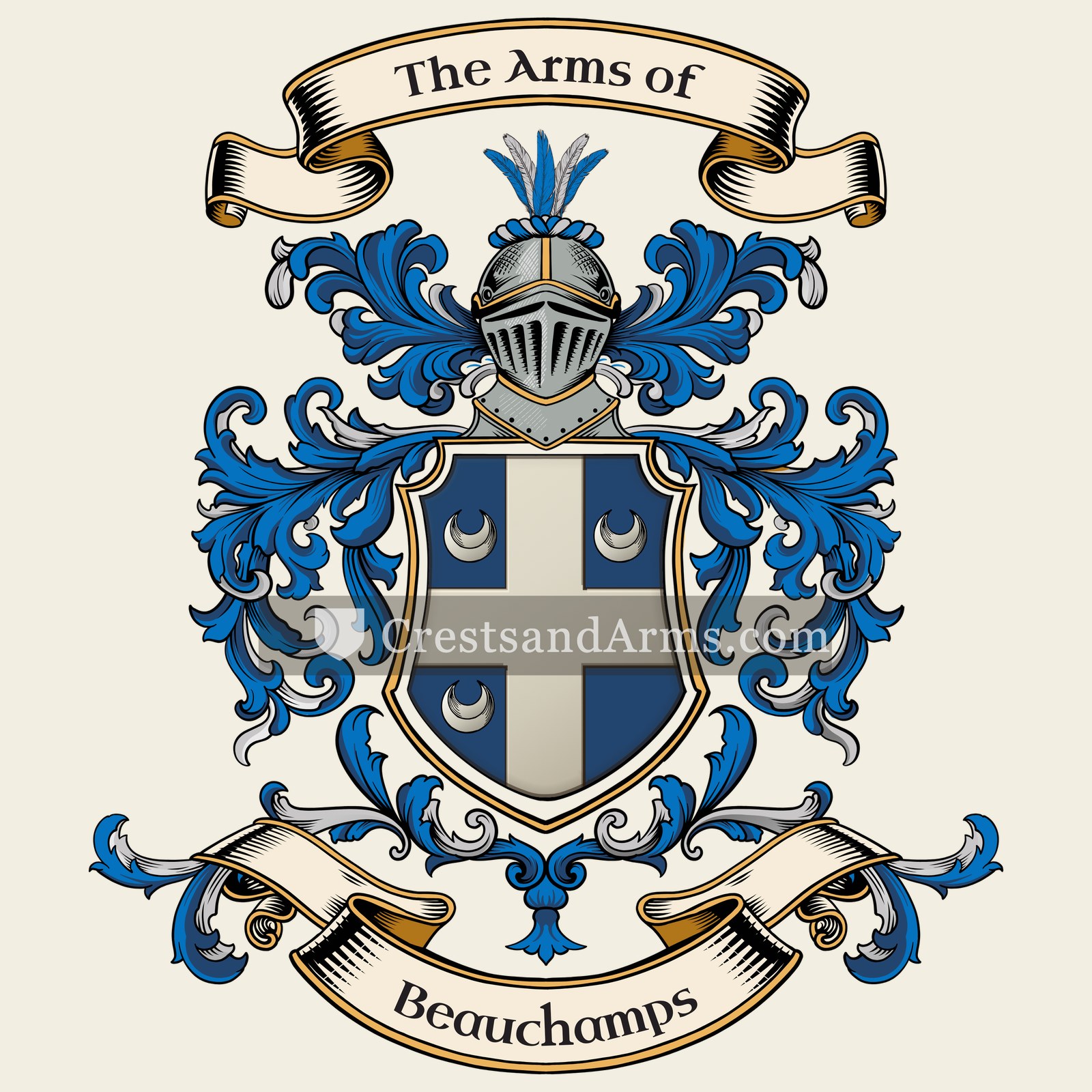 The Beauchamps coat of arms, drawn from the recorded blazon