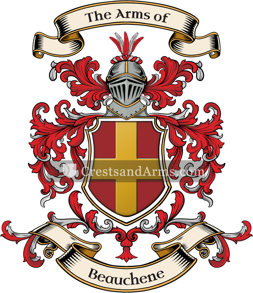 The Beauchene coat of arms, drawn from the recorded blazon