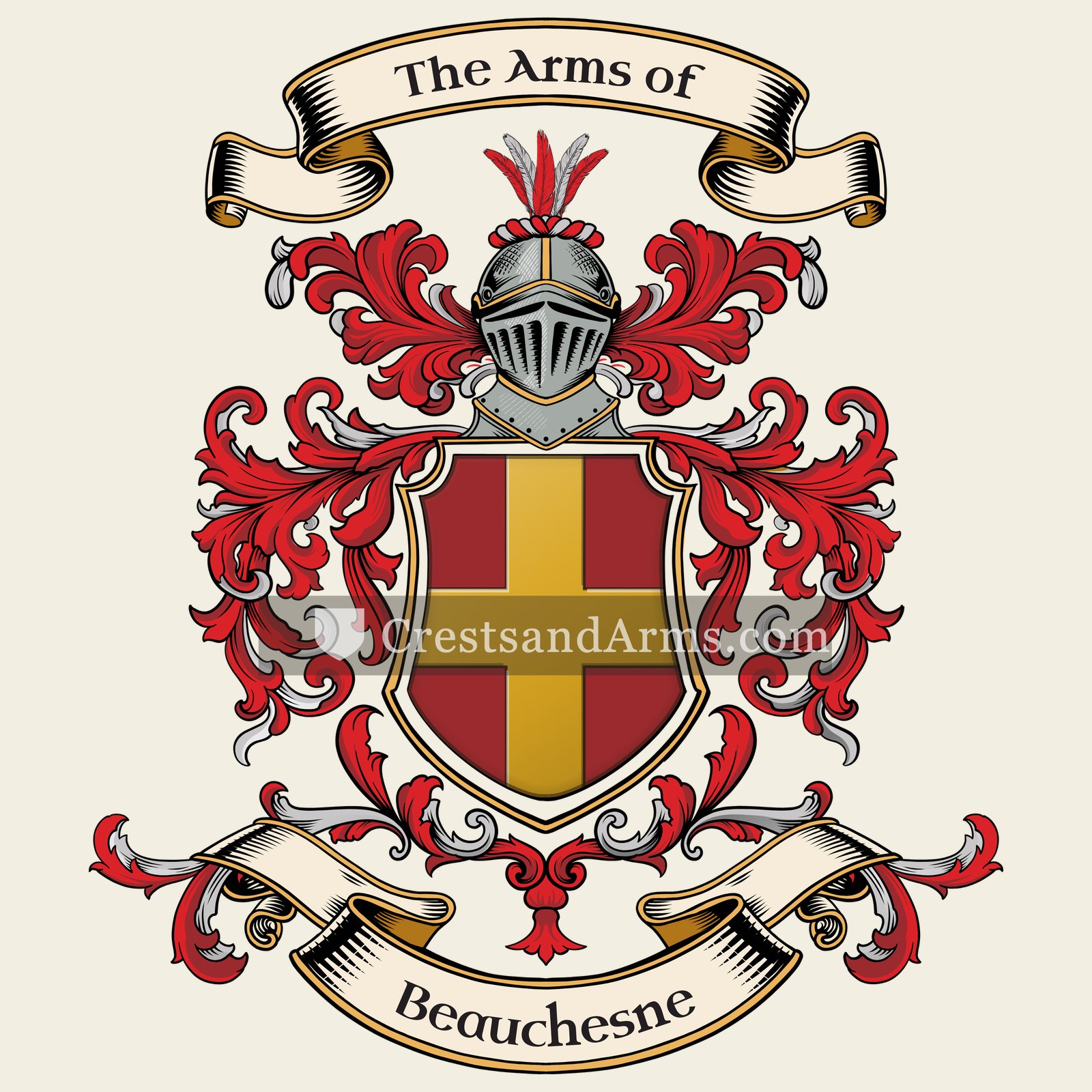 The Beauchesne coat of arms, drawn from the recorded blazon