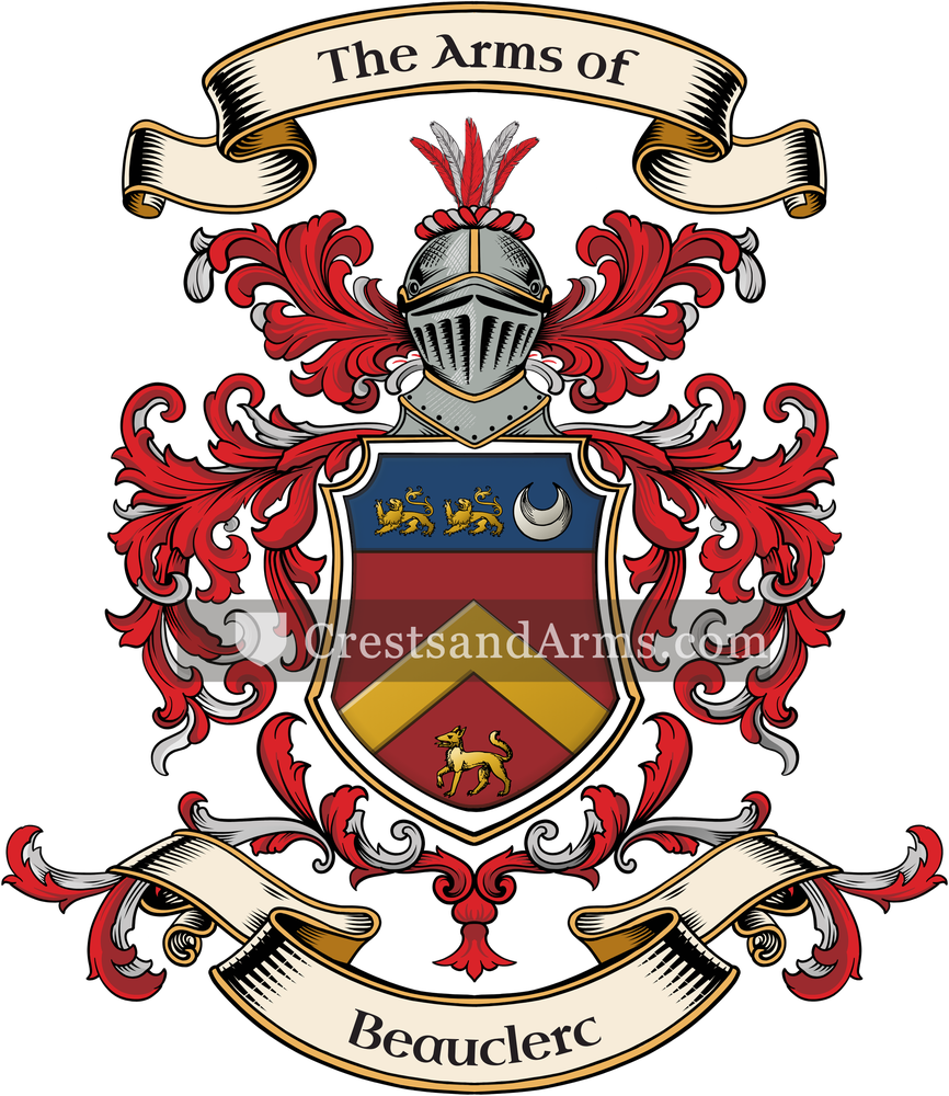 The Beauclerc coat of arms, drawn from the recorded blazon