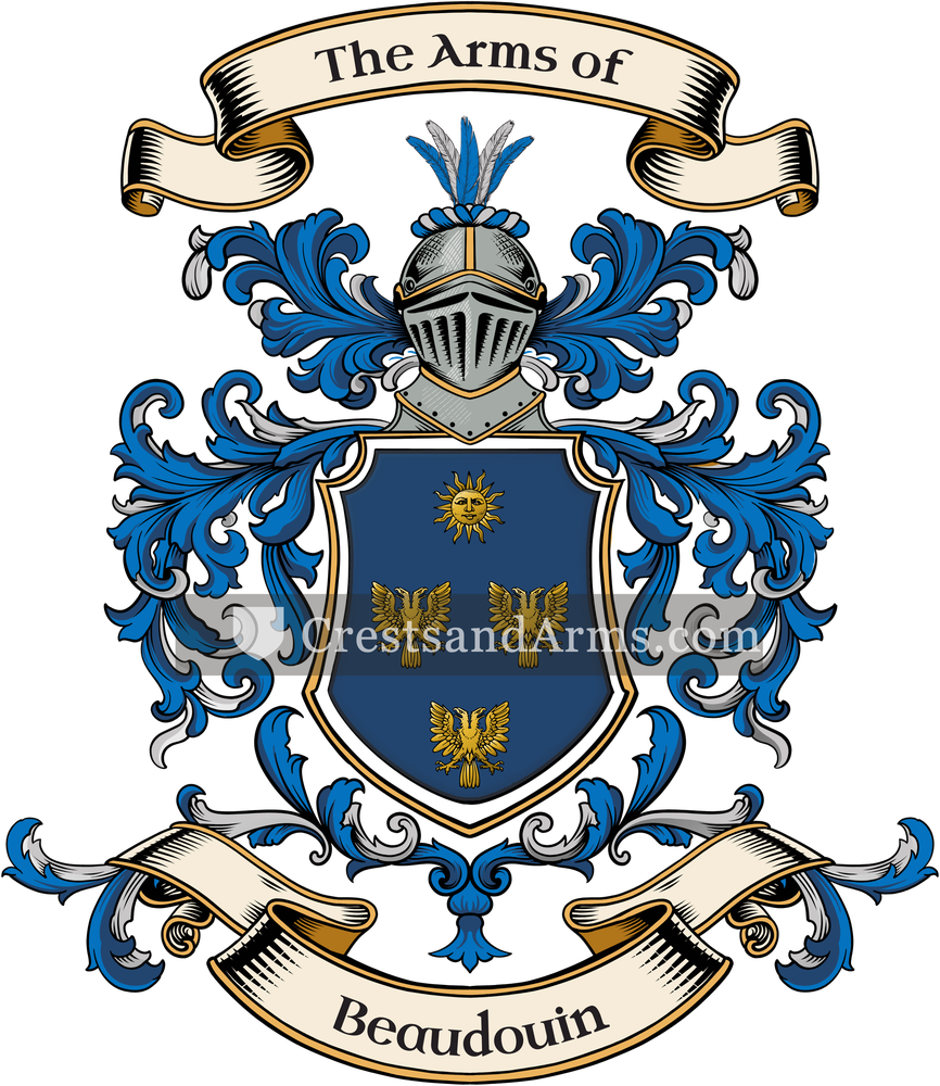 The Beaudouin coat of arms, drawn from the recorded blazon