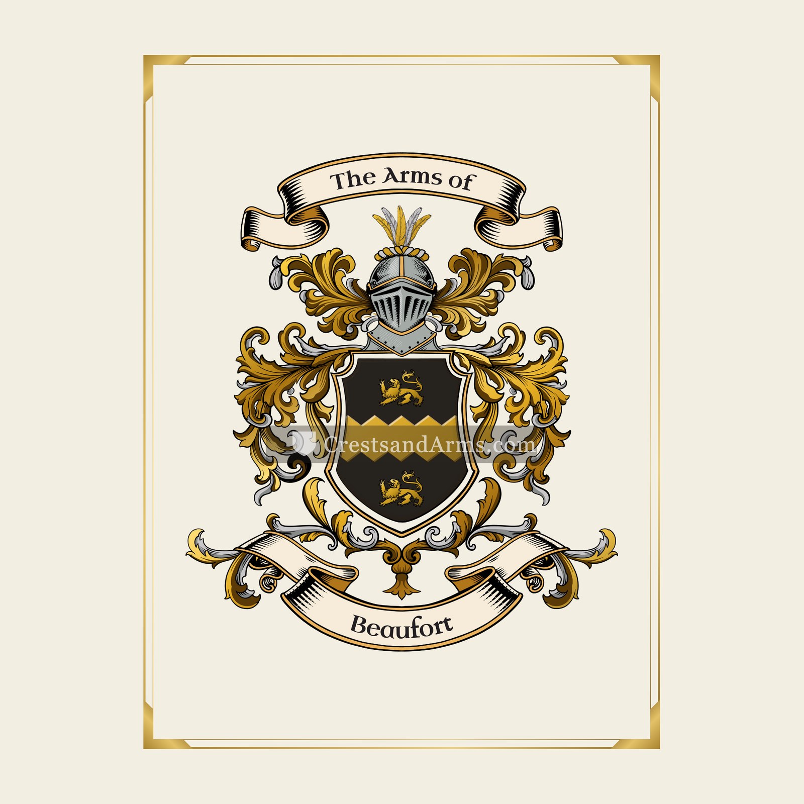 With gold border