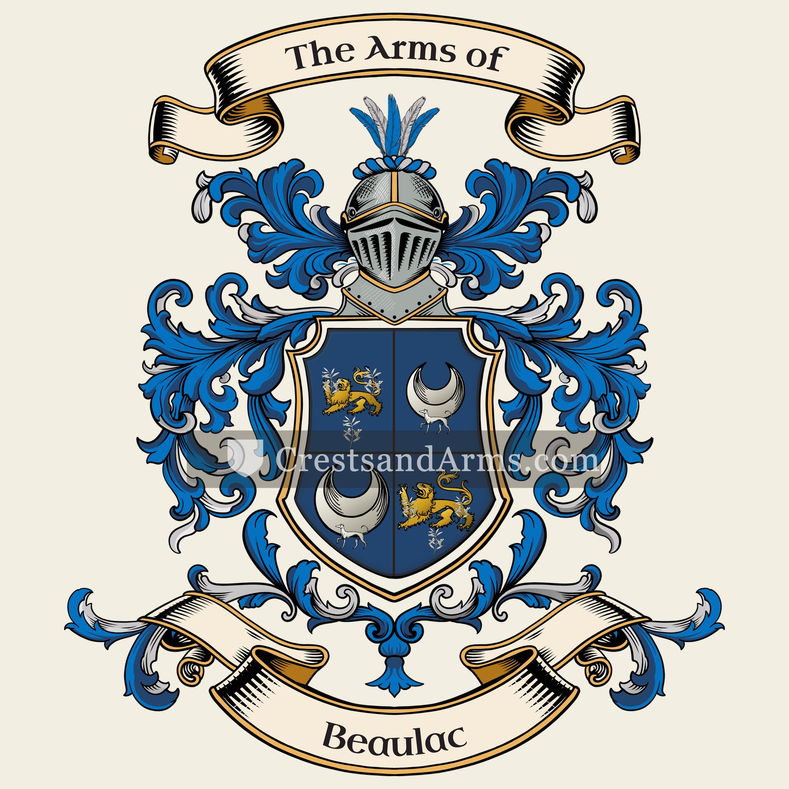 The Beaulac coat of arms, drawn from the recorded blazon