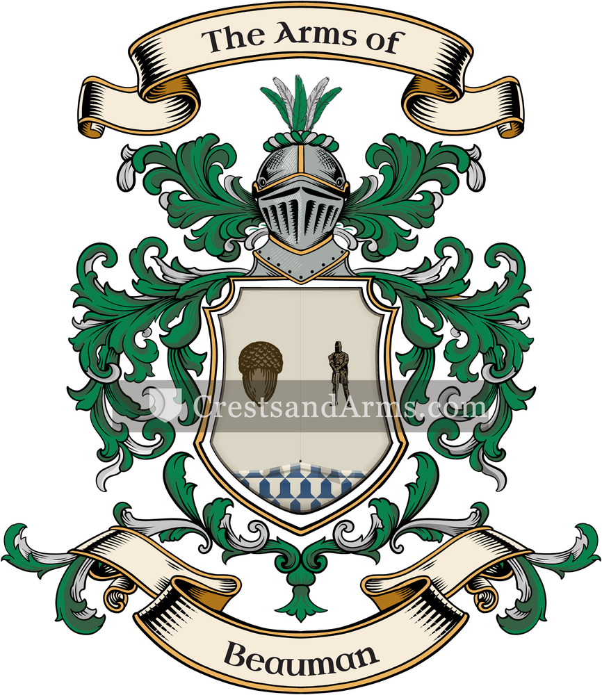 The Beauman coat of arms, drawn from the recorded blazon