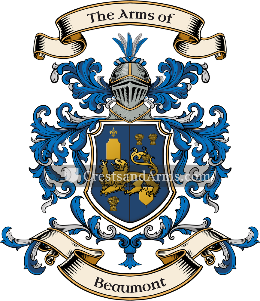 The Beaumont coat of arms, drawn from the recorded blazon