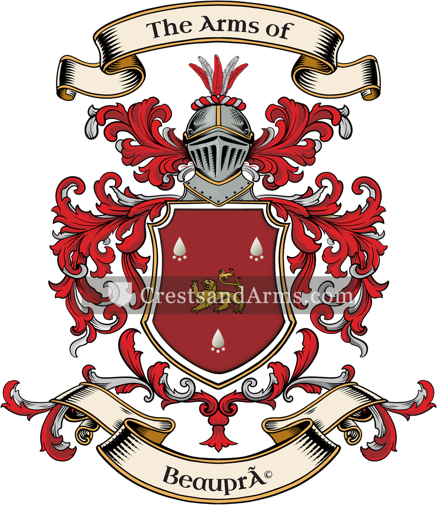 The Beaupré coat of arms, drawn from the recorded blazon
