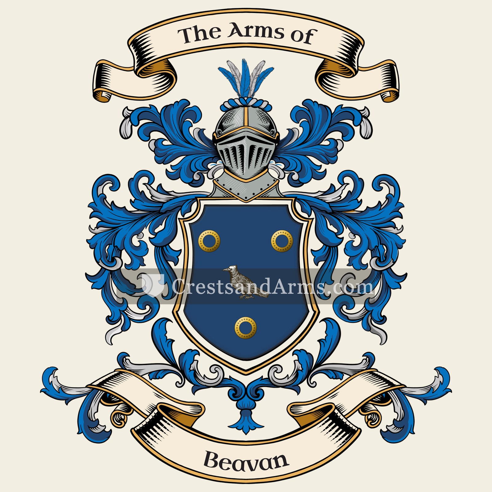The Beavan coat of arms, drawn from the recorded blazon