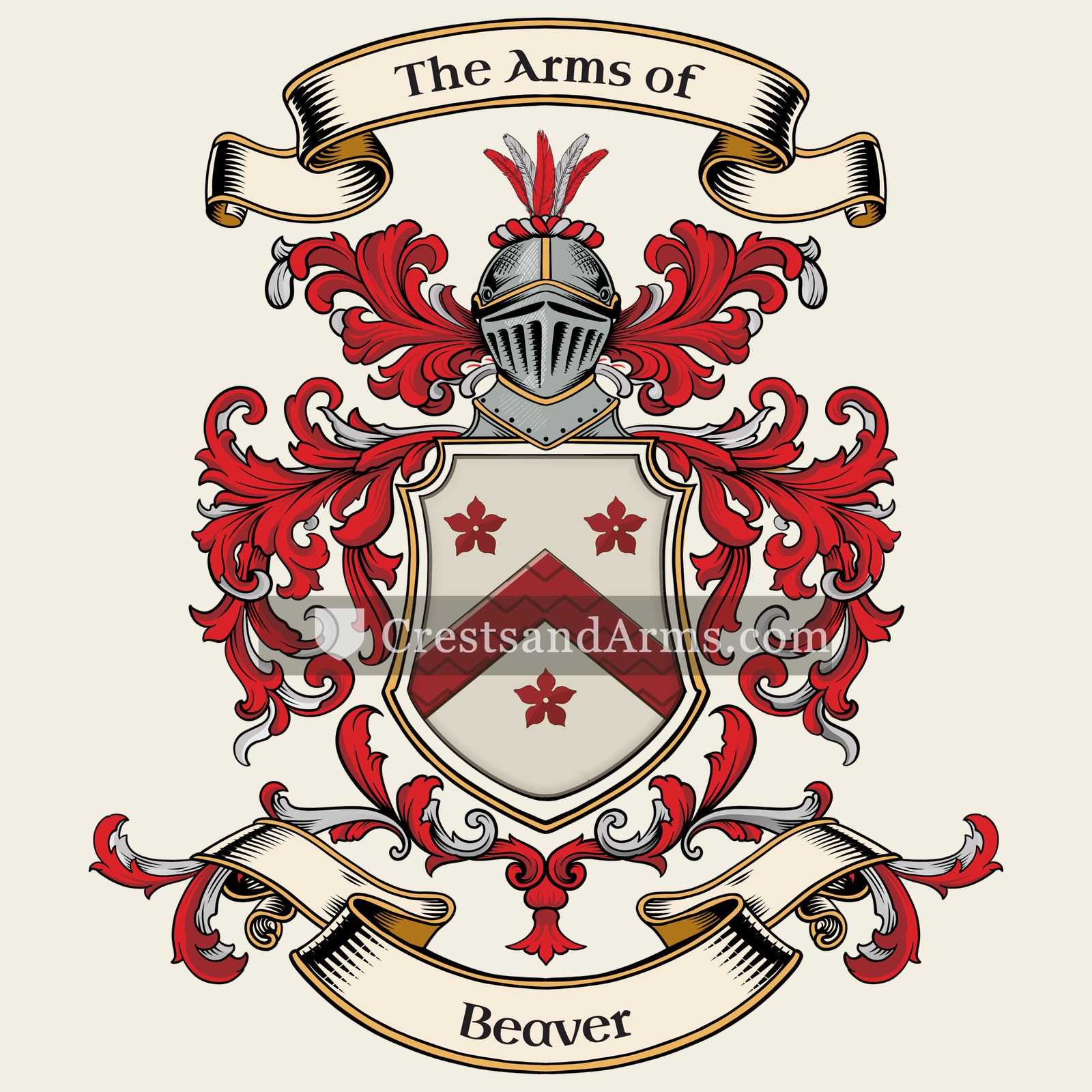 The Beaver coat of arms, drawn from the recorded blazon