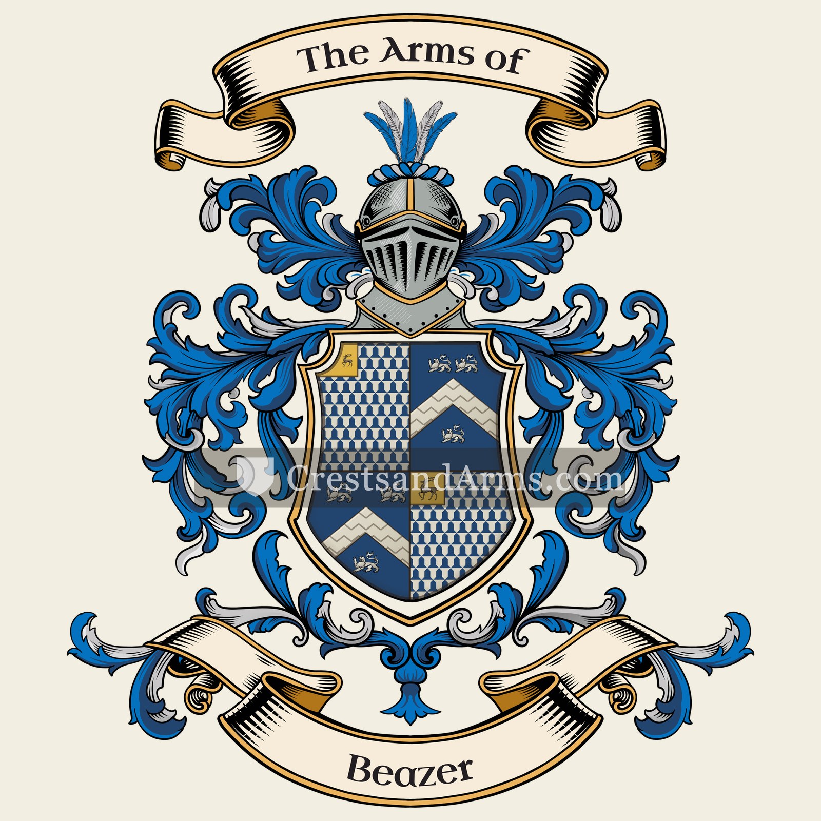 The Beazer coat of arms, drawn from the recorded blazon