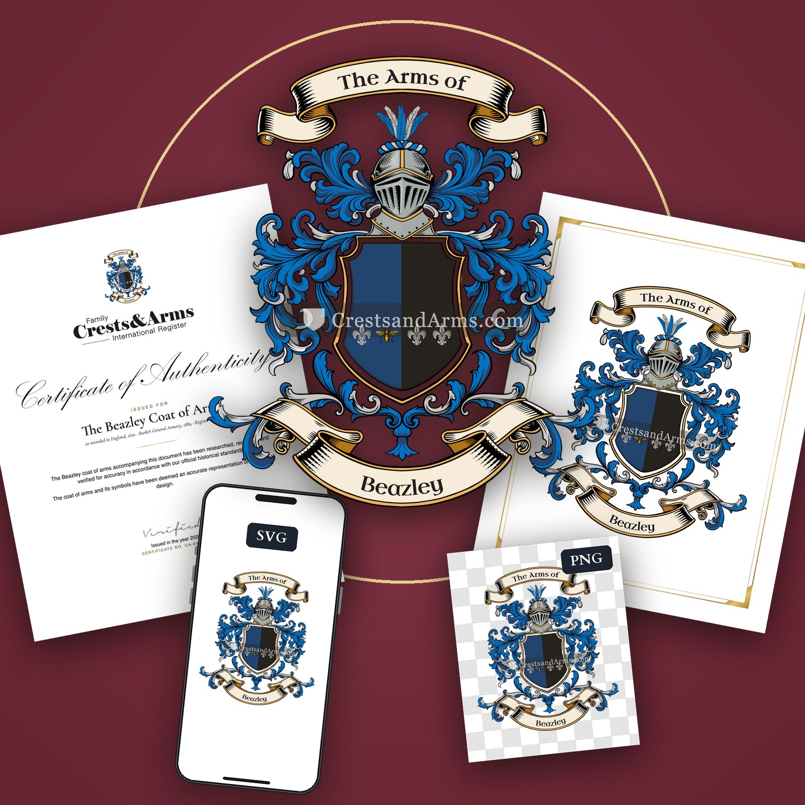 The Beazley arms on the coat of arms — digital pack