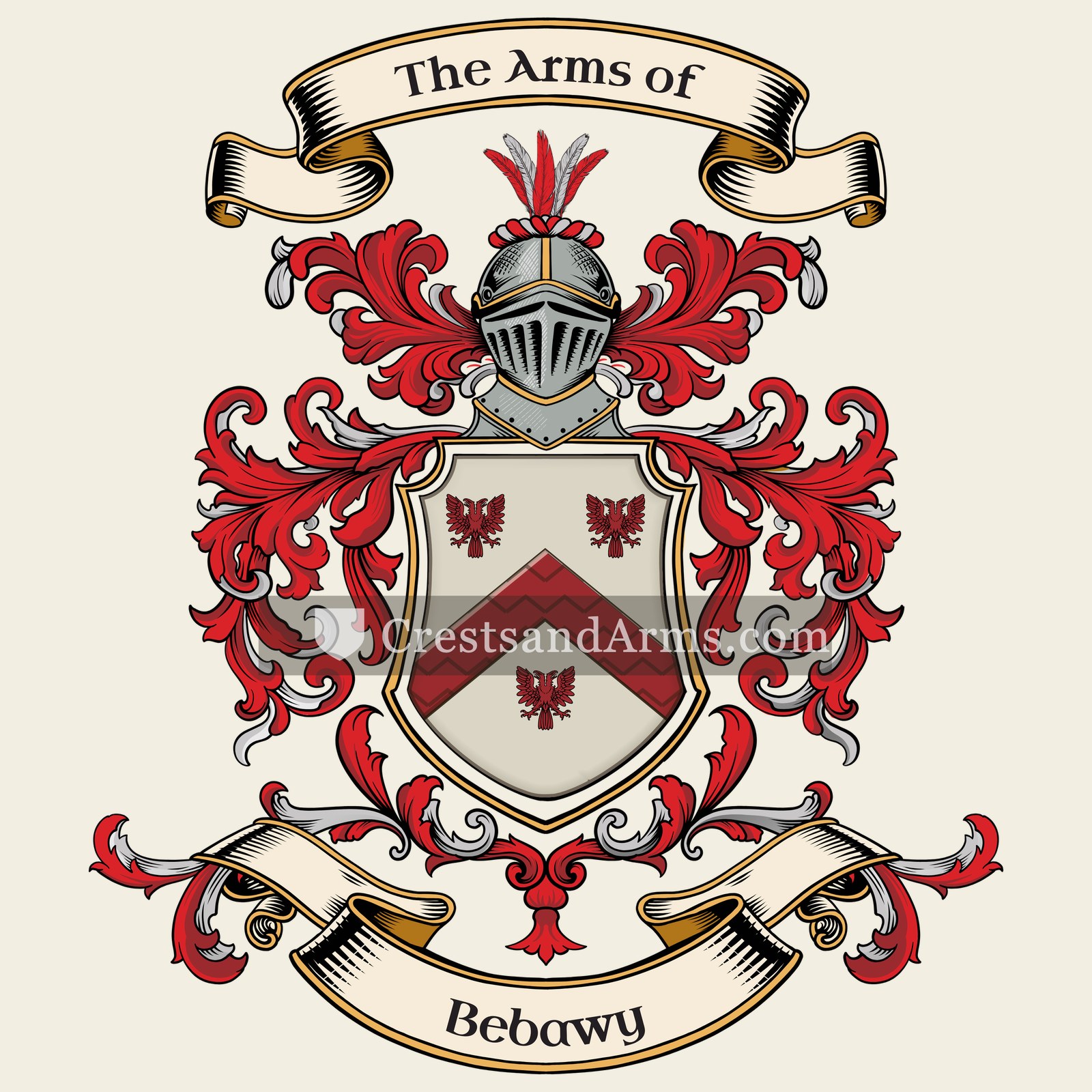 The Bebawy coat of arms, drawn from the recorded blazon
