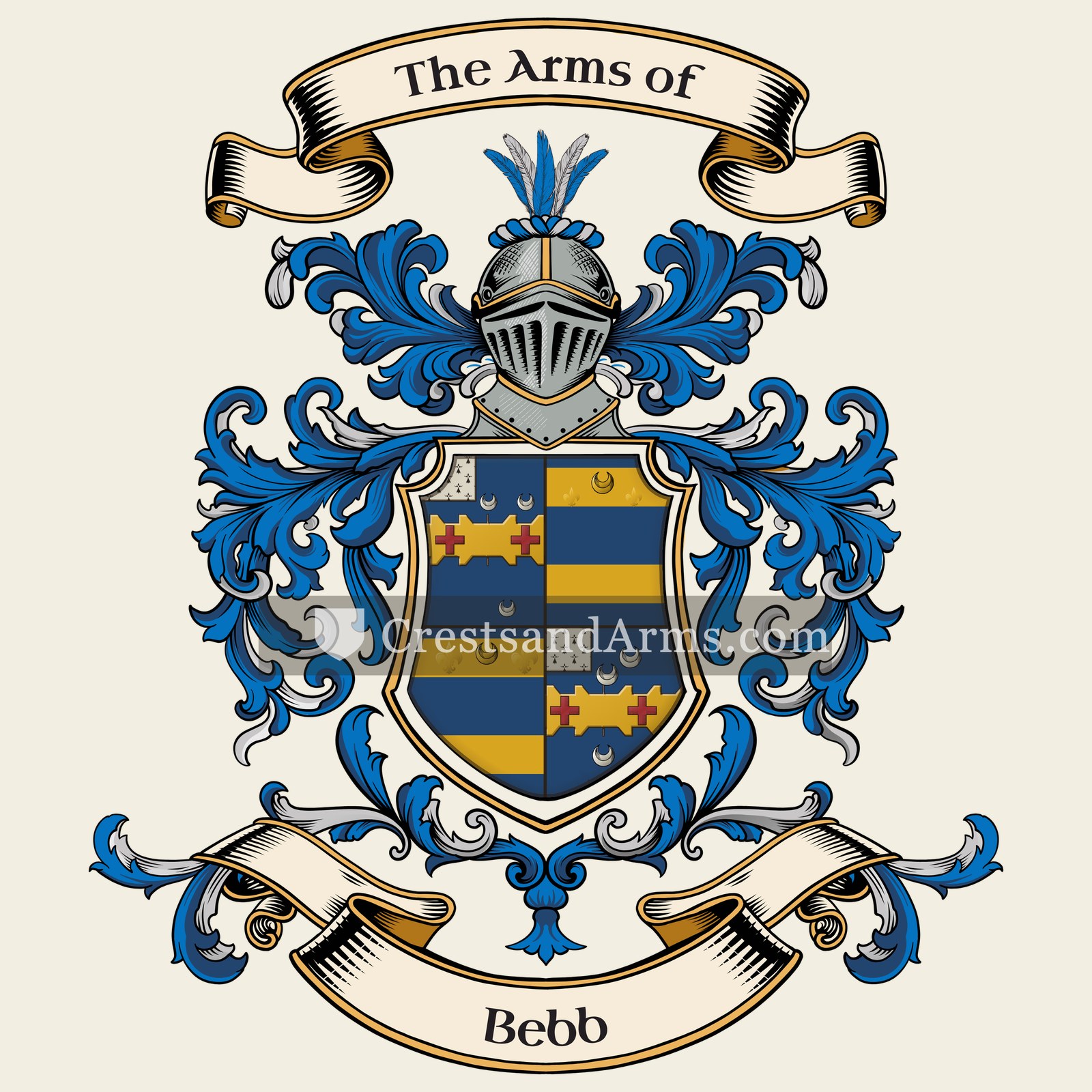 The Bebb coat of arms, drawn from the recorded blazon