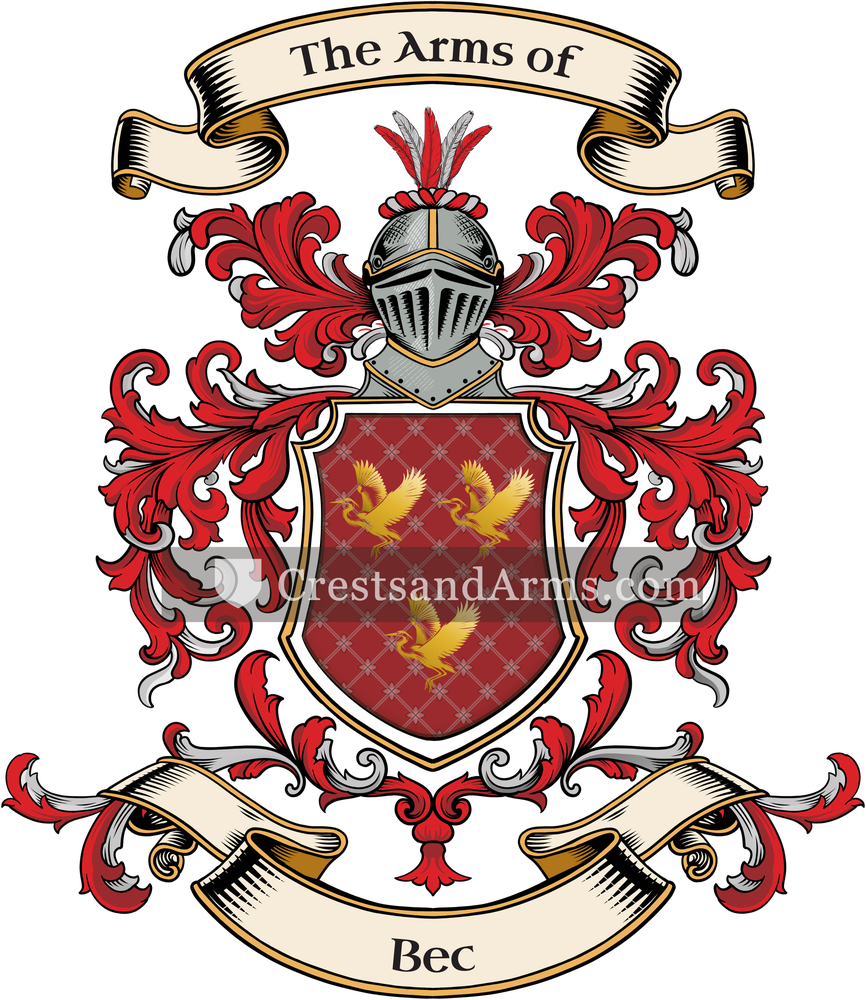 The Bec coat of arms, drawn from the recorded blazon