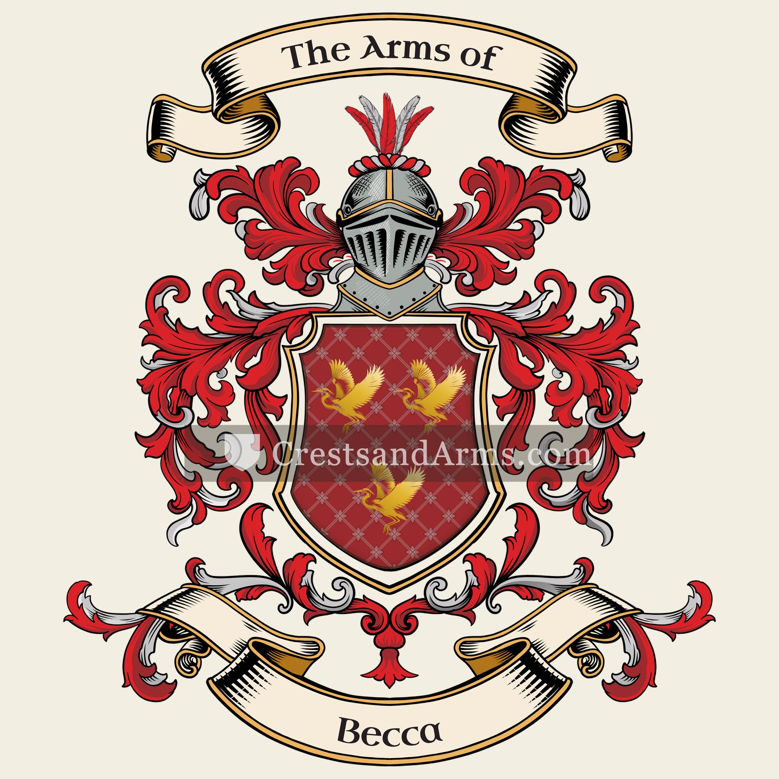 The Becca coat of arms, drawn from the recorded blazon
