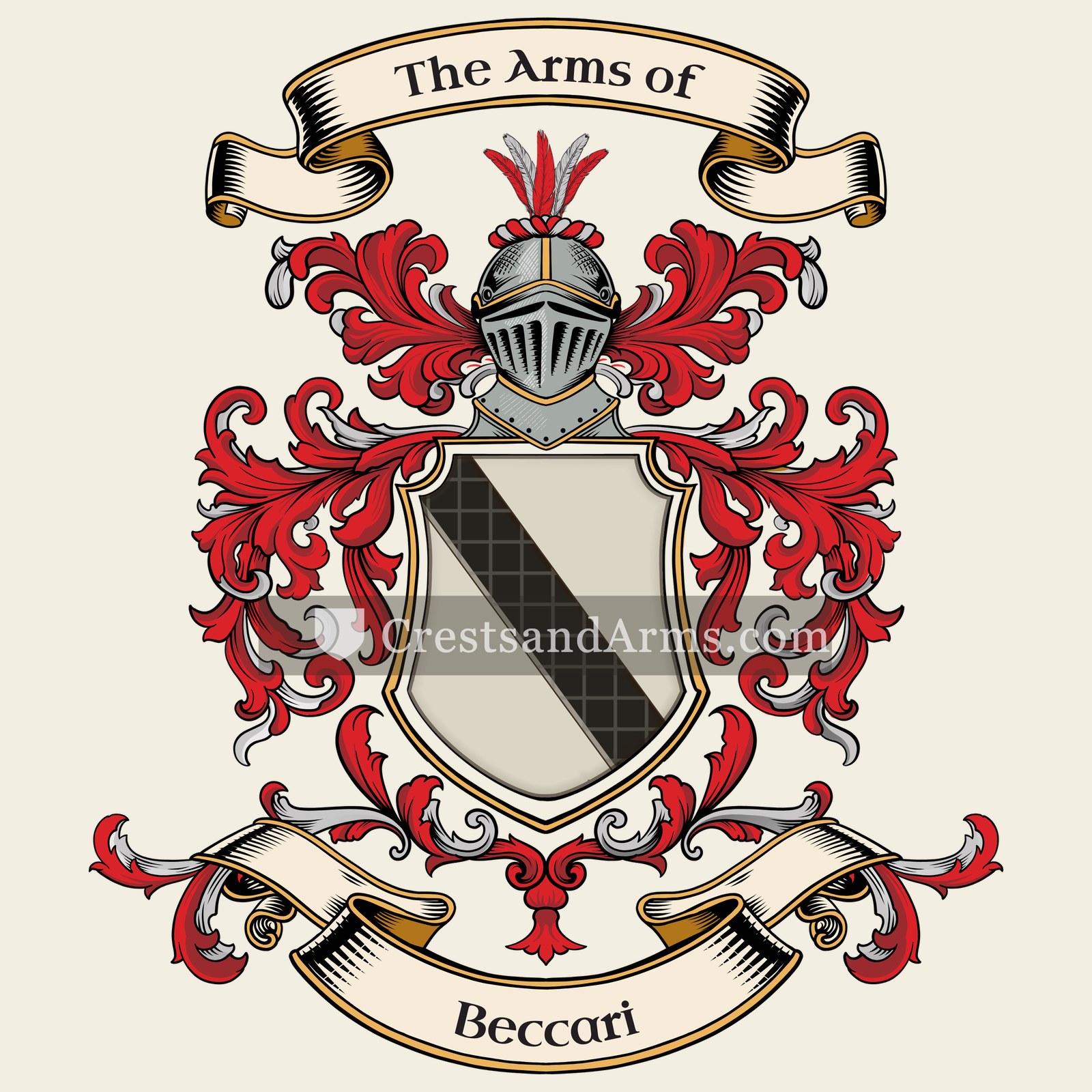 The Beccari coat of arms, drawn from the recorded blazon