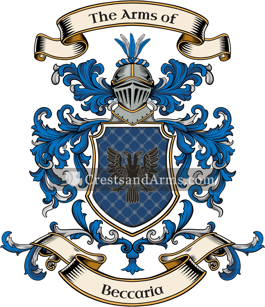 The Beccaria coat of arms, drawn from the recorded blazon