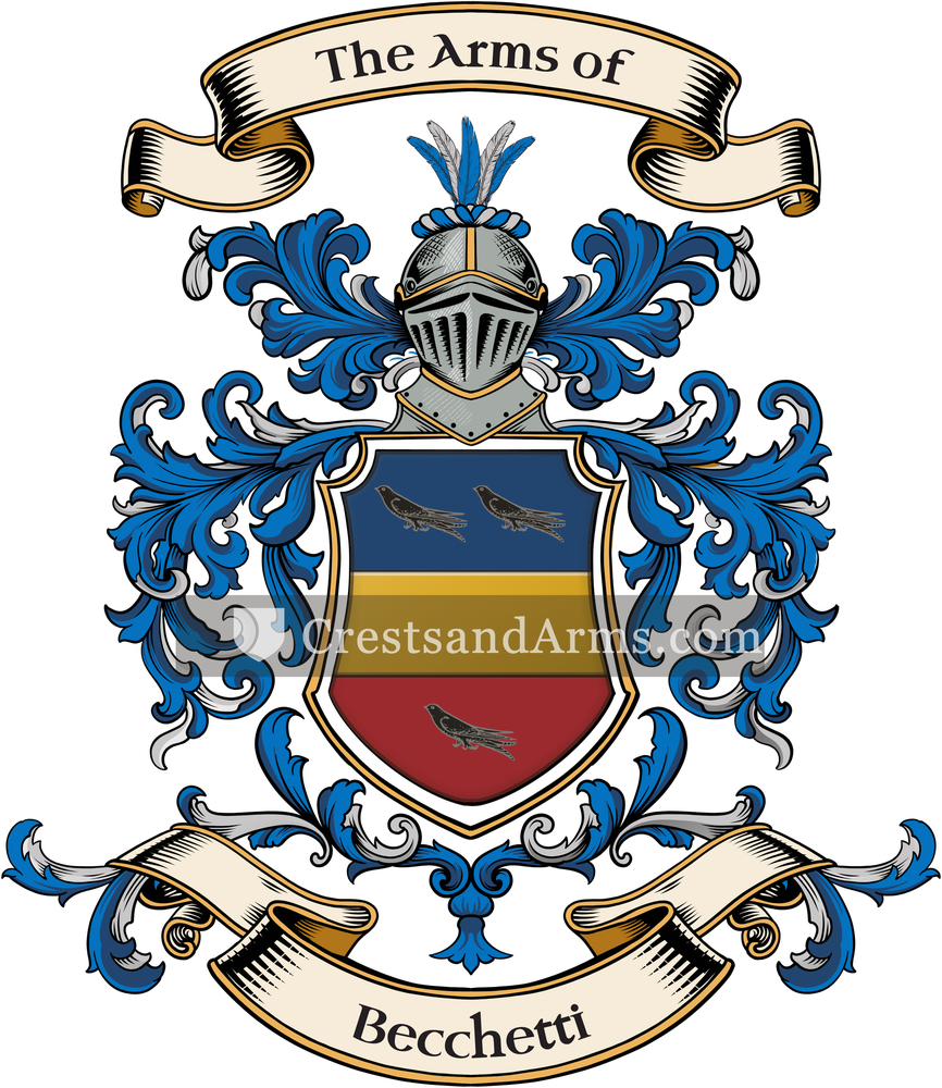 The Becchetti coat of arms, drawn from the recorded blazon
