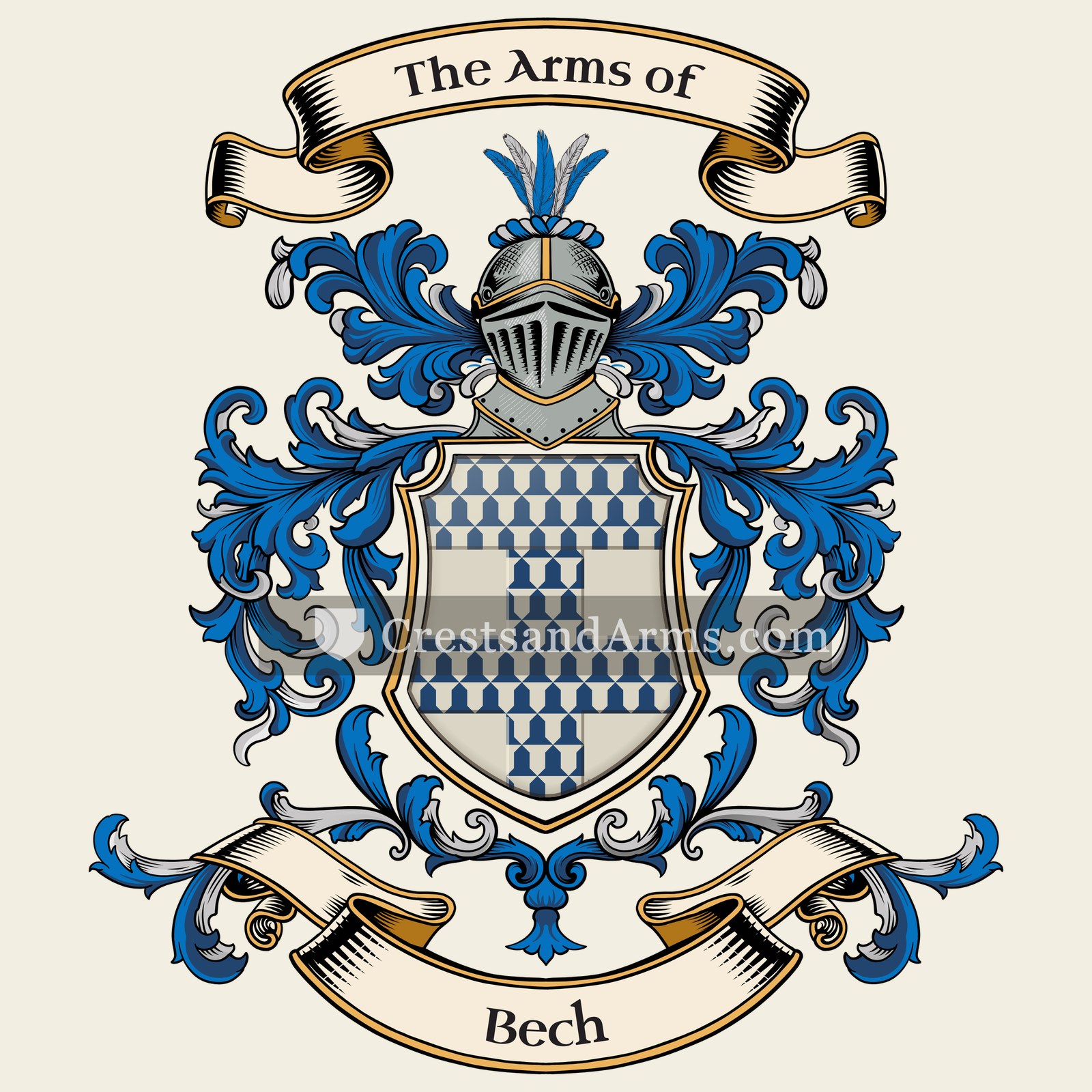 The Bech coat of arms, drawn from the recorded blazon