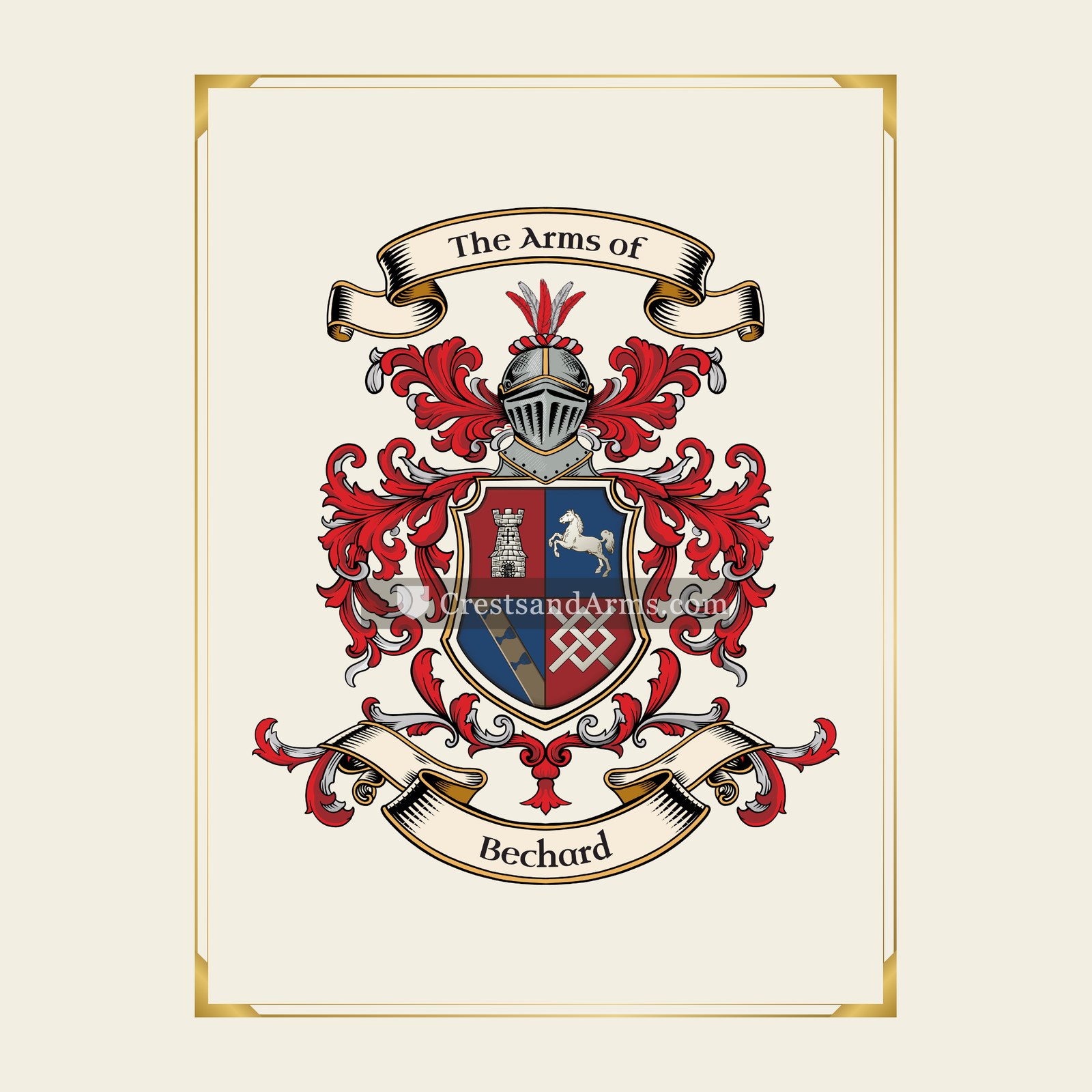With gold border