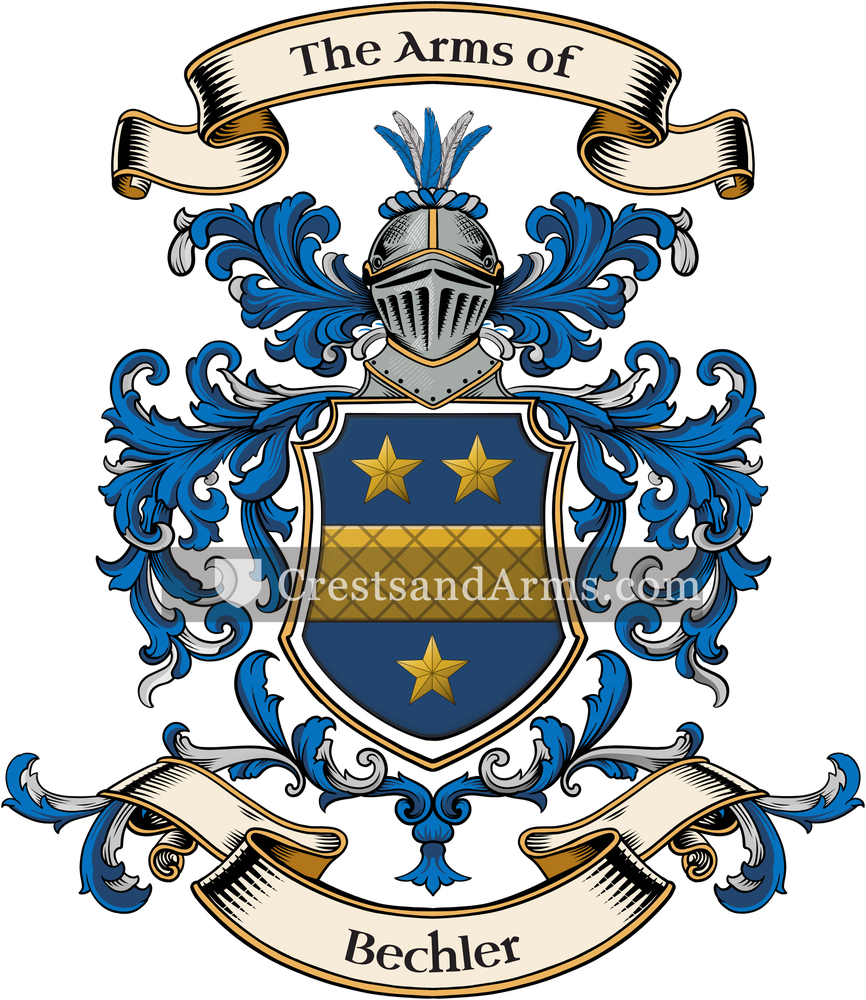 The Bechler coat of arms, drawn from the recorded blazon