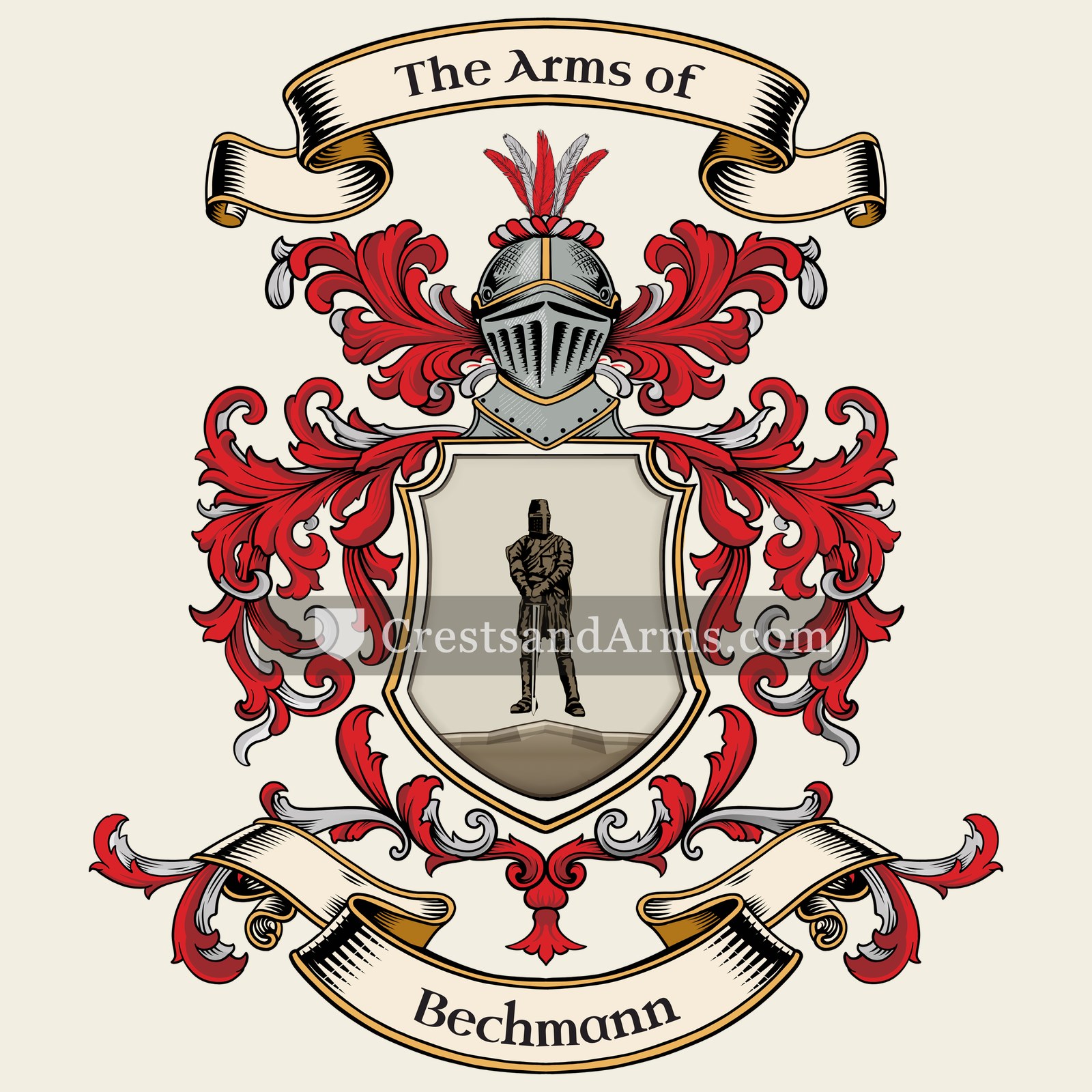 The Bechmann coat of arms, drawn from the recorded blazon