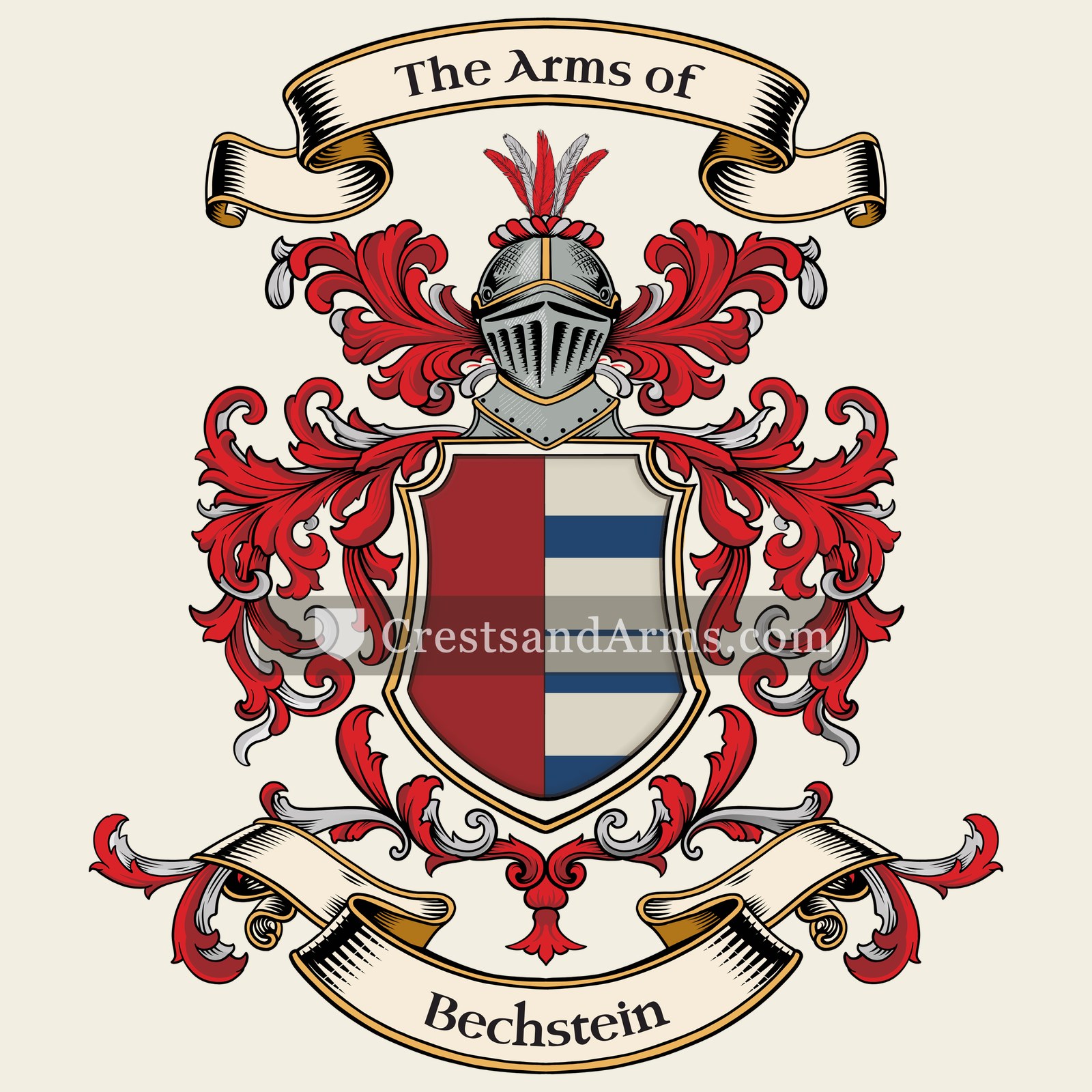 The Bechstein coat of arms, drawn from the recorded blazon