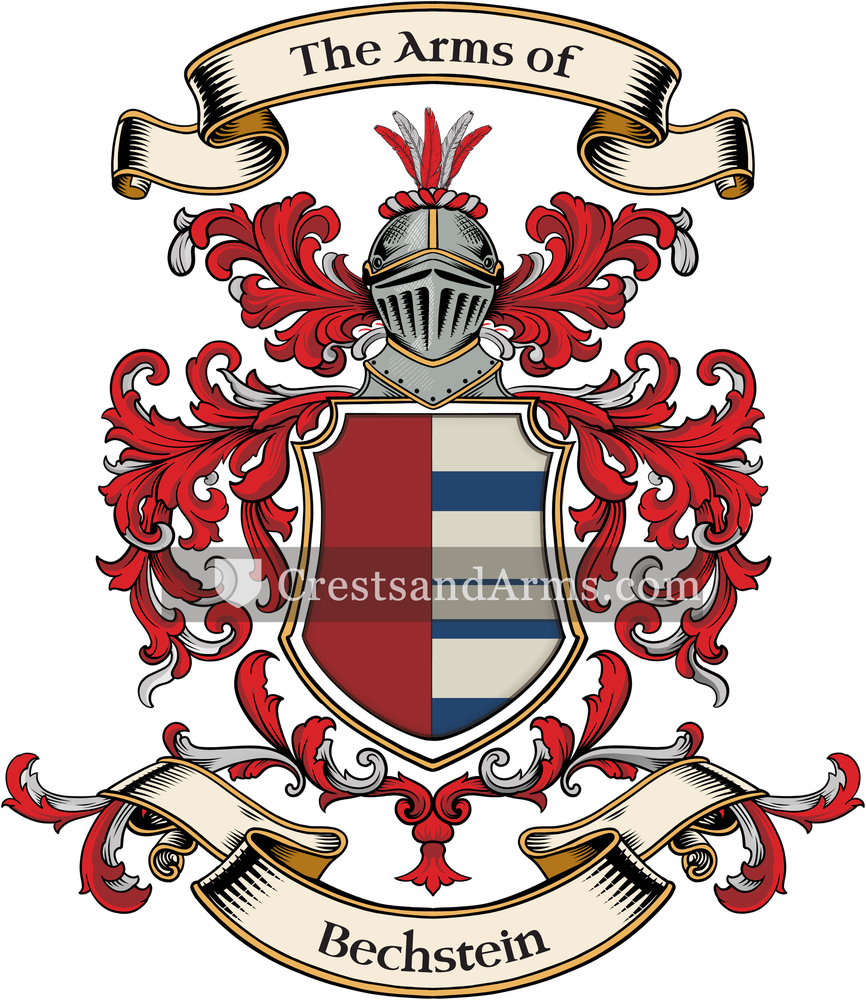 The Bechstein coat of arms, drawn from the recorded blazon