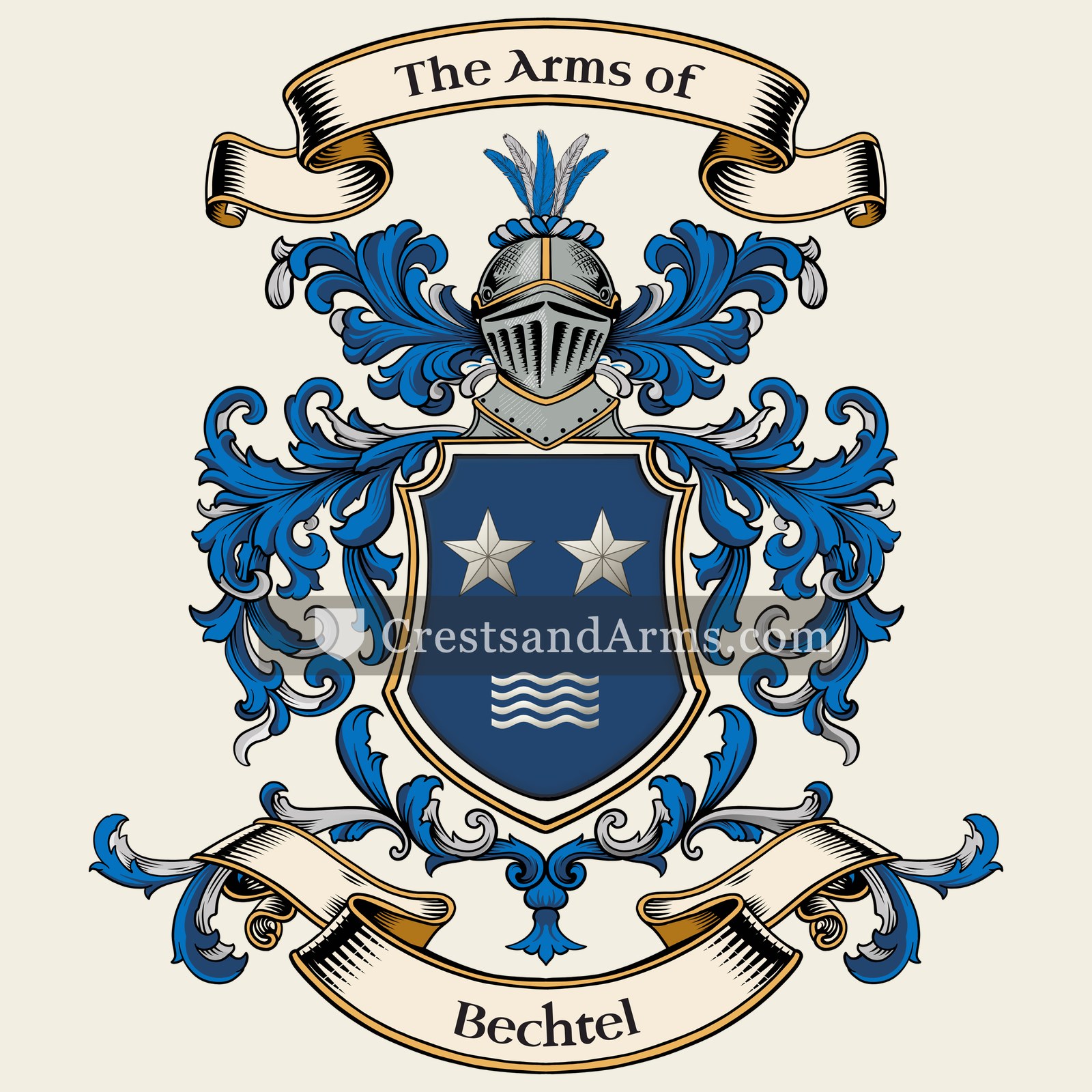The Bechtel coat of arms, drawn from the recorded blazon